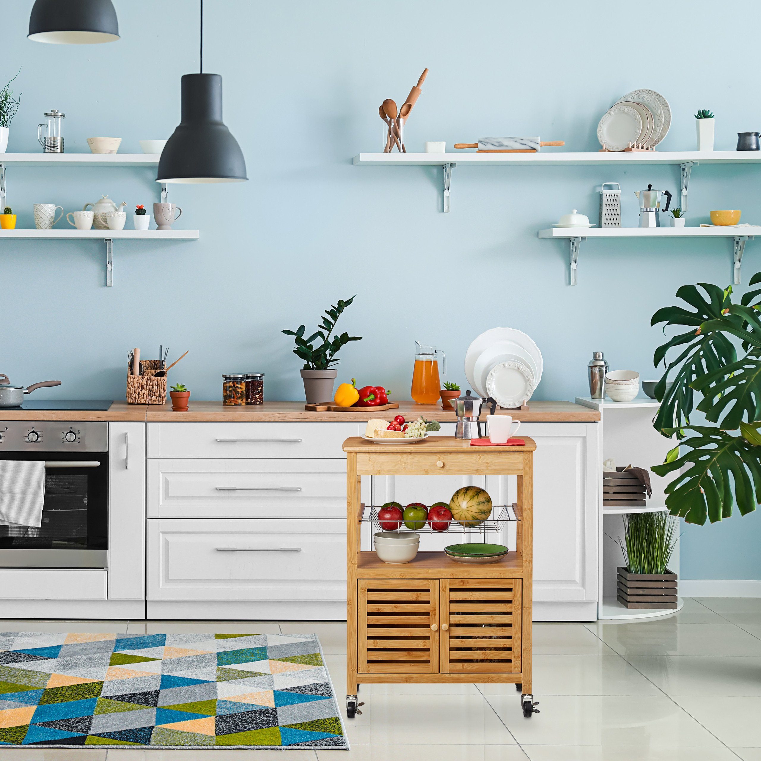 relaxdays Küchenwagen aus Bambus günstig online kaufen