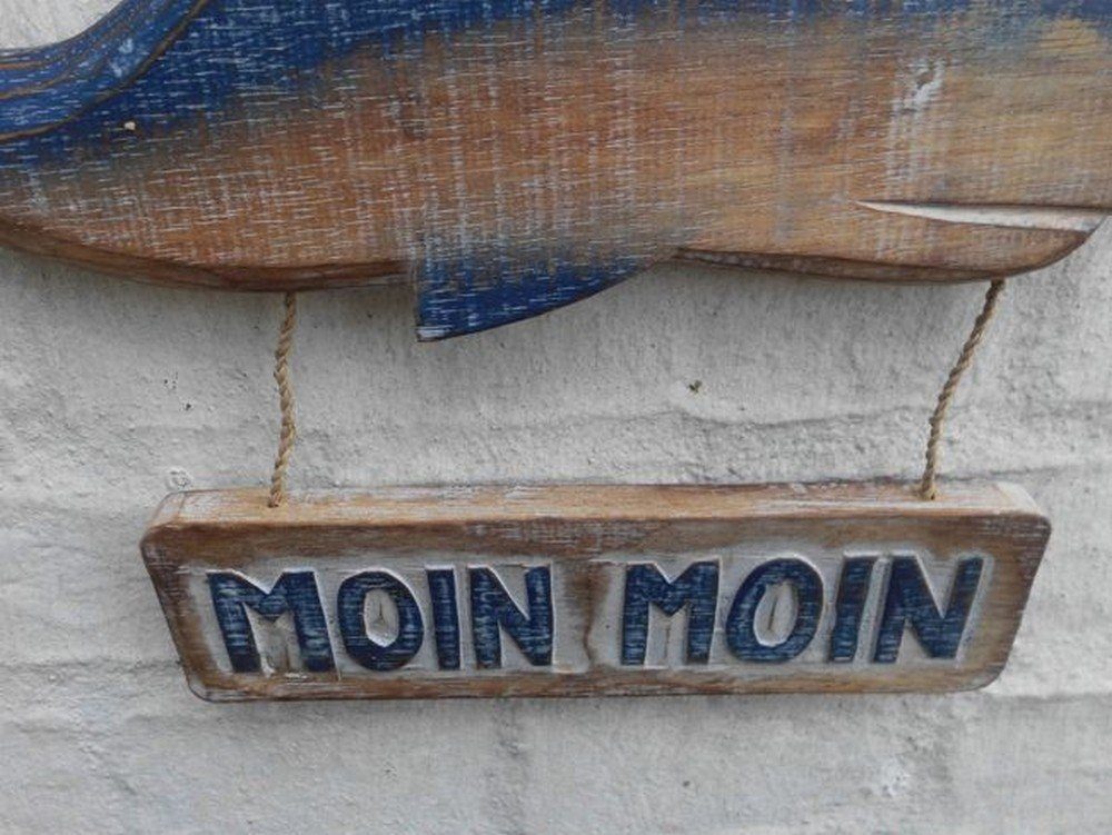 Deko-Impression Wanddekoobjekt Wal „Moin Moin“, Holz cm (1 St) maritime massiv, 40 Wanddekoration