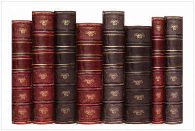 Wallario Glasbild, Alte Bücher mit rotem und braunem Ledereinband, in verschiedenen Ausführungen