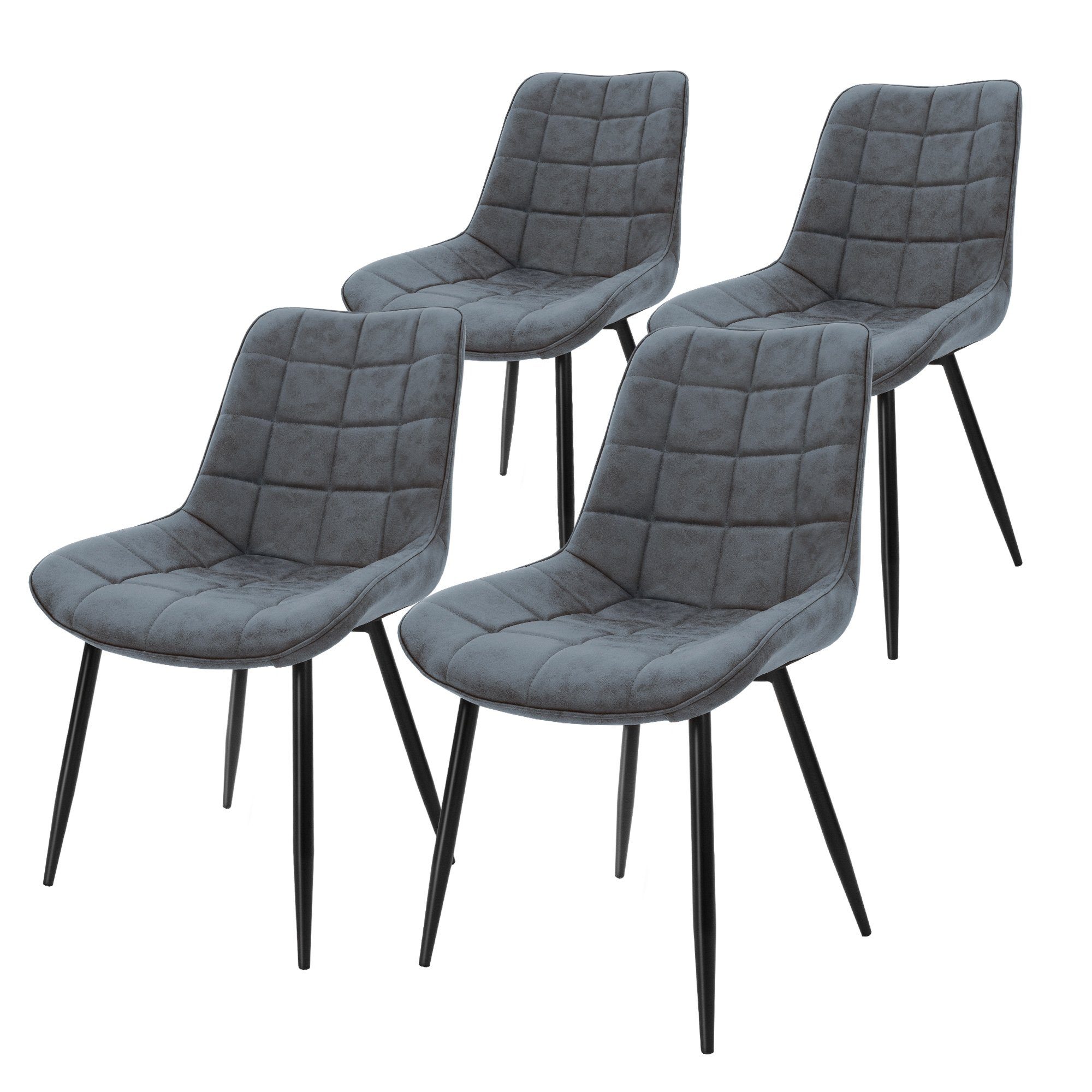 ML-DESIGN Stuhl Esszimmerstühle mit Rückenlehne Ergonomischer mit Metallbeinen Stuhl (4 St), 4er Set Wohnzimmerstühl 53x60x88cm Anthrazit aus PU-Leder Küchenstühle