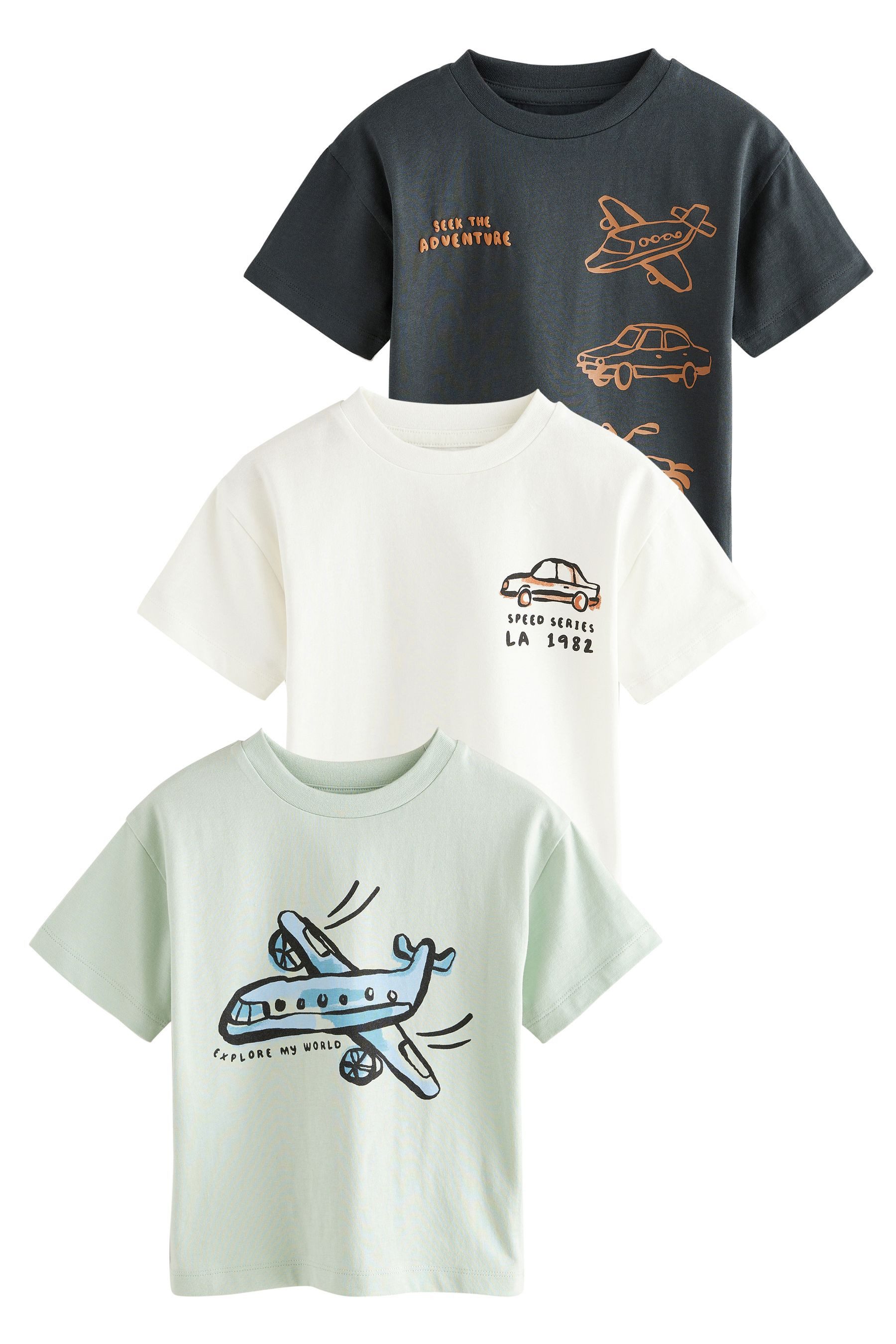 Next T-Shirt 3er-Pack Kurzarm-T-Shirts aus 100 % günstig online kaufen