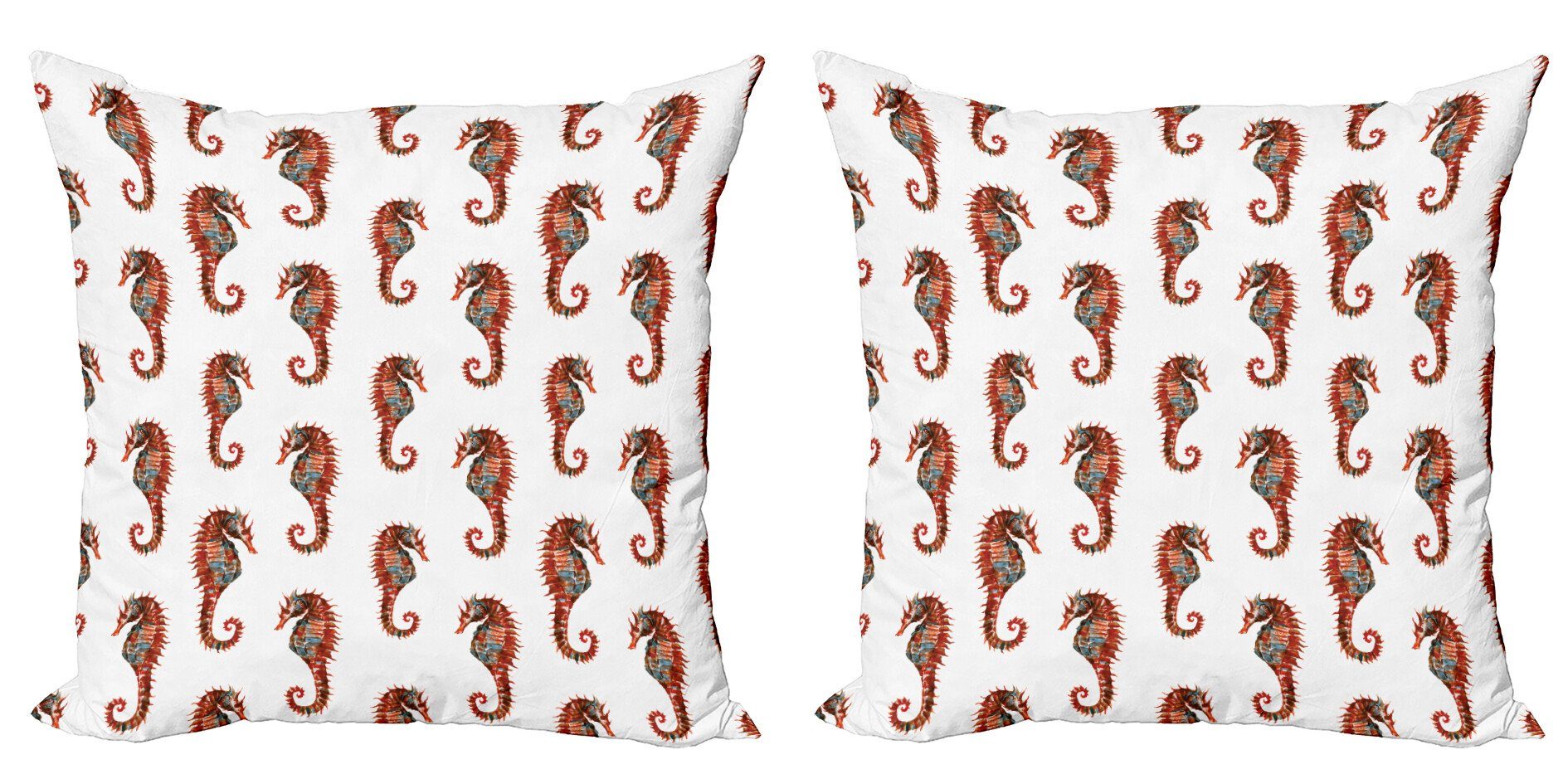 Kissenbezüge Modern Accent Doppelseitiger Digitaldruck, Abakuhaus (2 Stück), Seahorse Muster in den Aquarellen