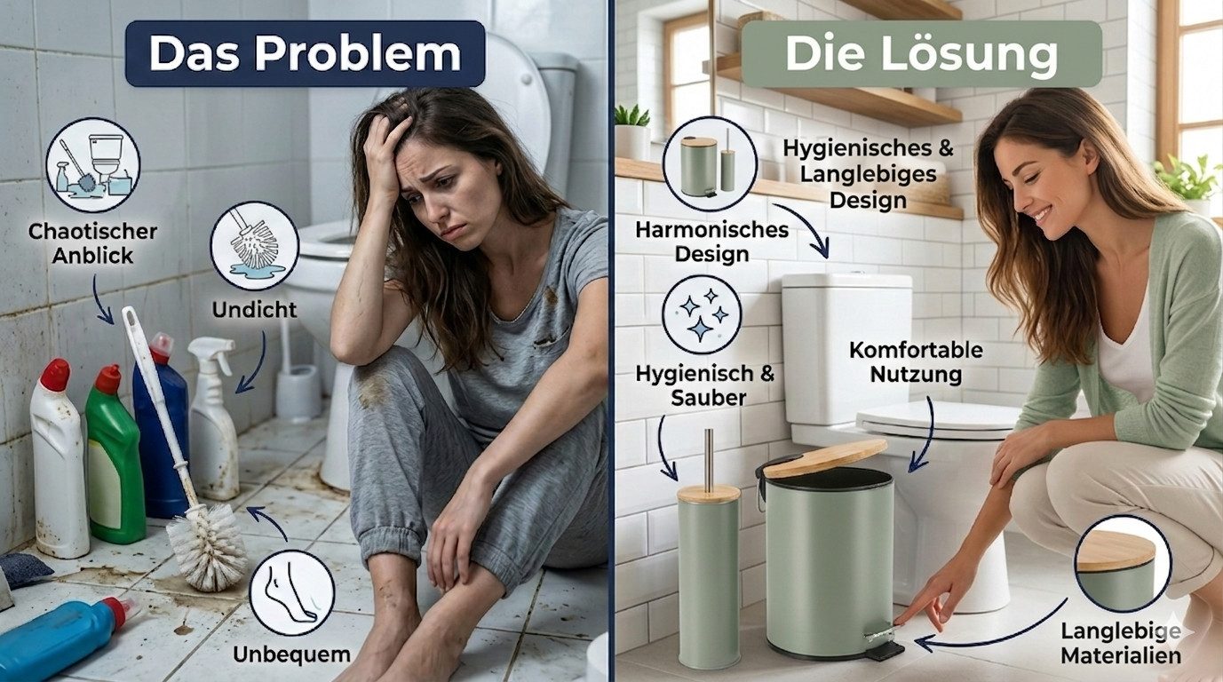 LikeKa Badaccessoire-Set 2 teilig Toilettenbürste und Kosmetikeimer matt mit Absenkautomatik – Bild 3 von 5