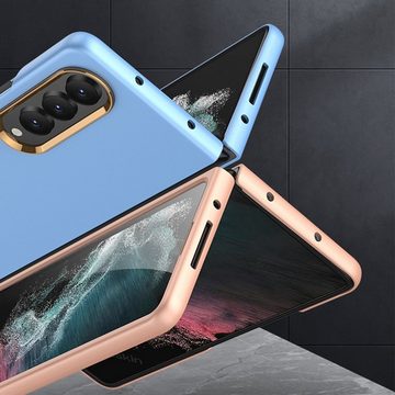 Wigento Handyhülle Für Samsung Galaxy Z Fold4 5G Galvanik Linsenrahmen Kunststoff Handy Tasche Hülle Etuis Grün