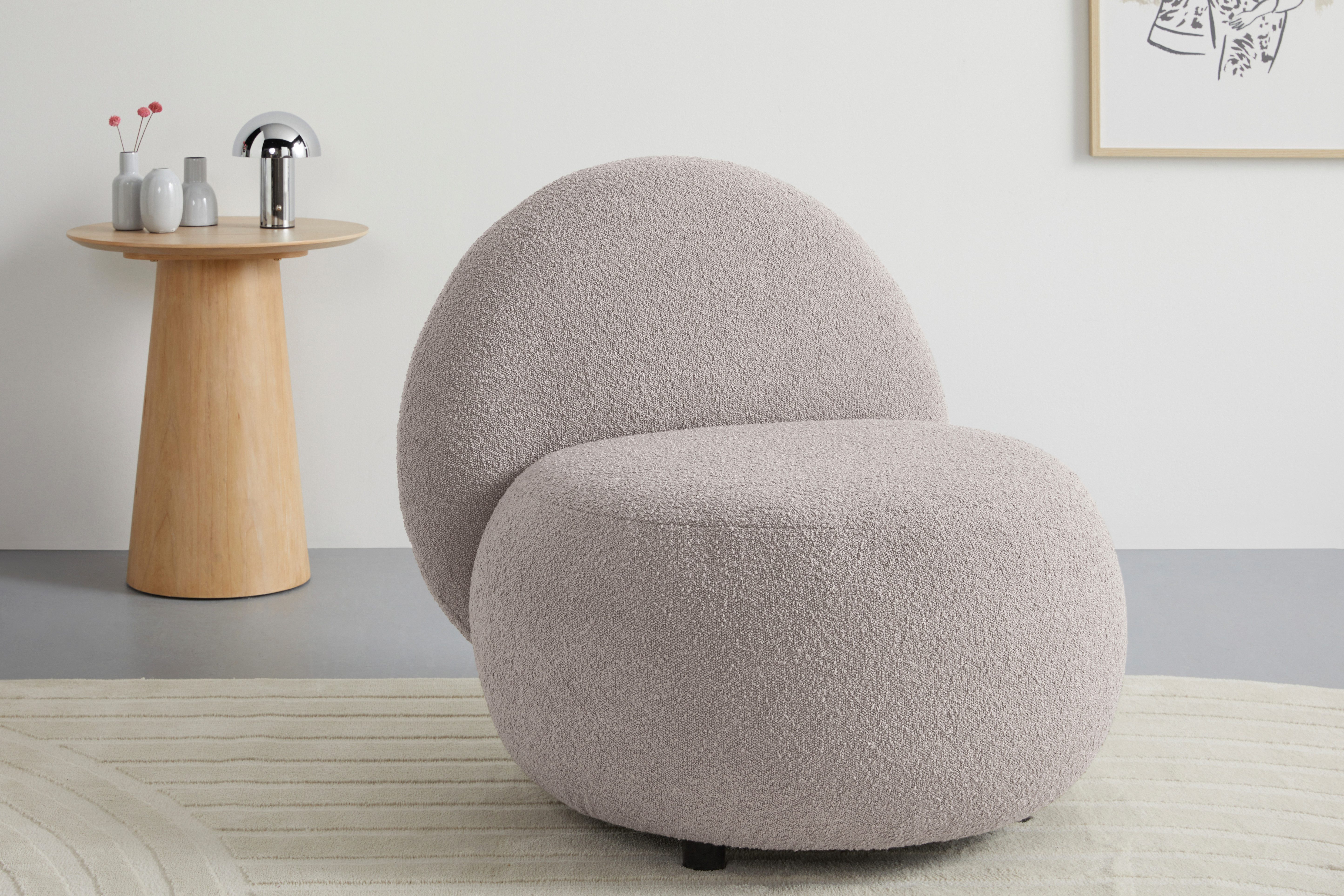 s.Oliver Sessel Bennid, moderner Designsessel mit Lederriemen, softes Design, hochwertig, zum Wohlfühlen in Luxus-Microfaser/Struktur oder in Bouclé