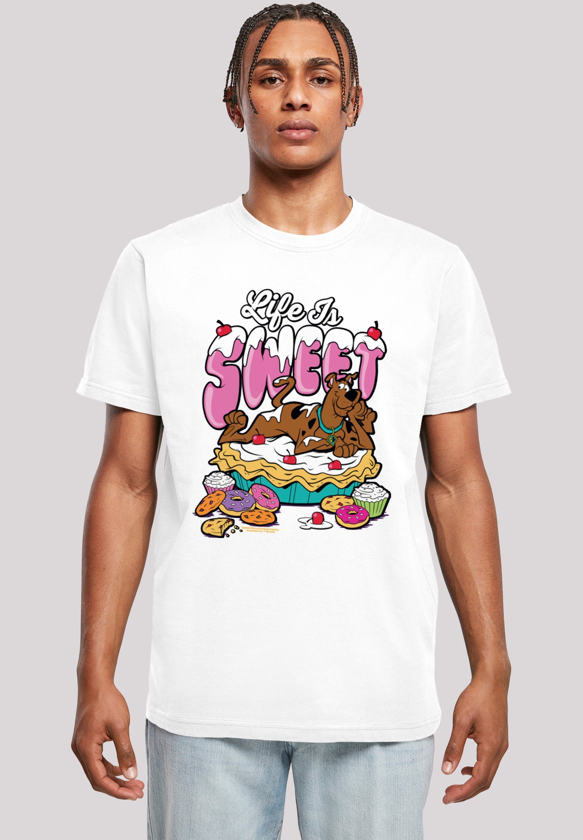 F4NT4STIC T-Shirt Scooby Doo Life Is Sweet Herren,Premium Merch,Regular-Fit,Basic,Bedruckt weiß