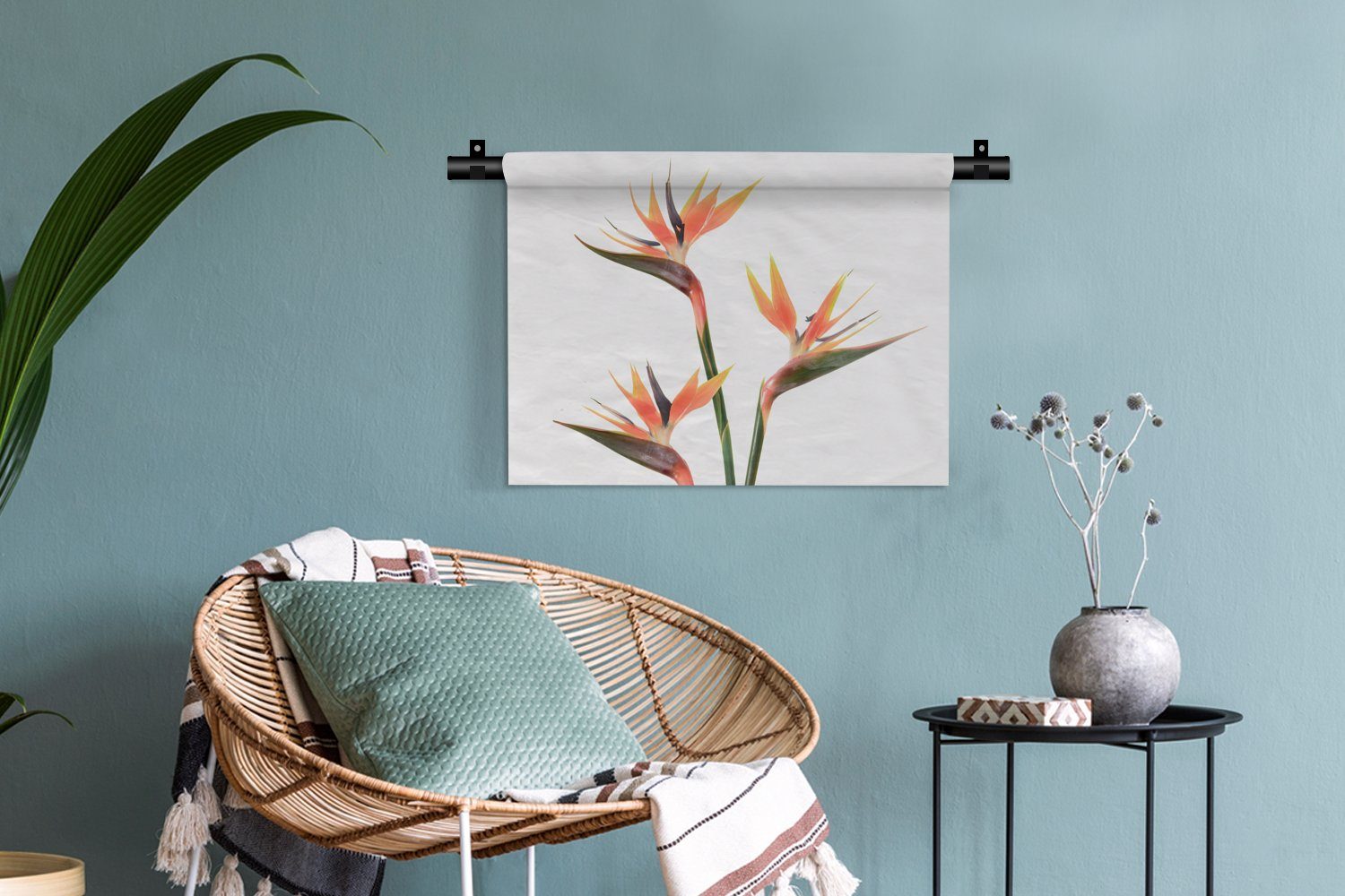 - Wanddekoobjekt Wandbehang, Schlafzimmer, - Kleid, Wanddeko Kinderzimmer Orange - Pflanzen, Natur Wohnzimmer, für MuchoWow Blumen