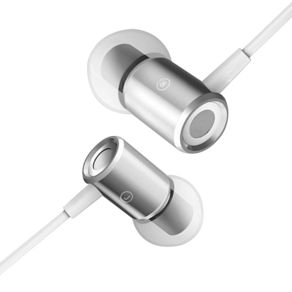 GelldG Ear In-Ear-Kopfhörer Kabel und Magnetische Mikrofon, Silber In mit Kopfhörer