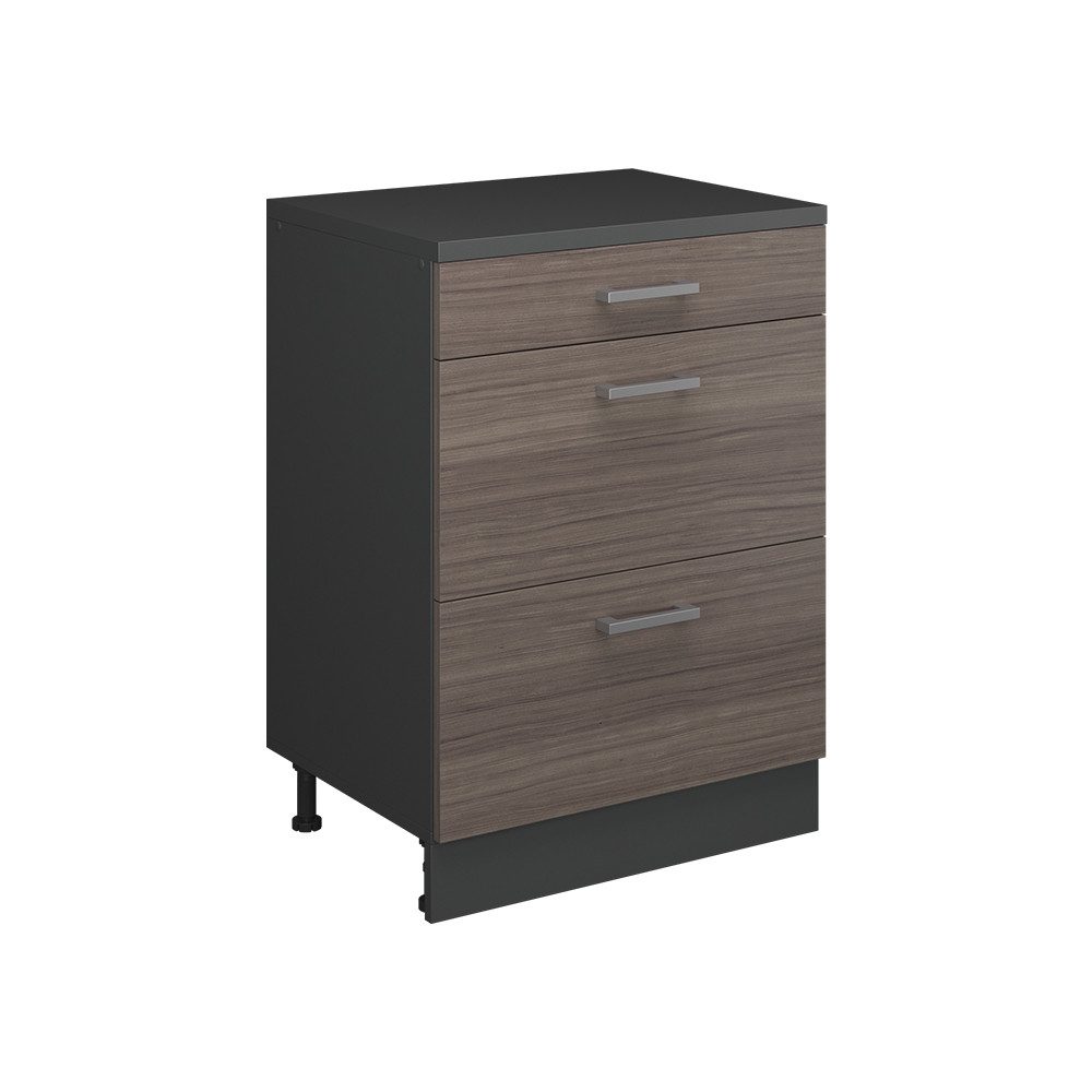 Vicco Kommode Rion, Edelgrau/Anthrazit, 60 x 46 cm ohne Schräge mit 3 Schubladen