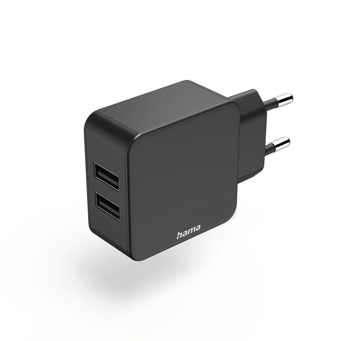 Ladegerät für Smartphone, Tablet, universal, 2x USB-A, 12W, Schwarz USB-Ladegerät