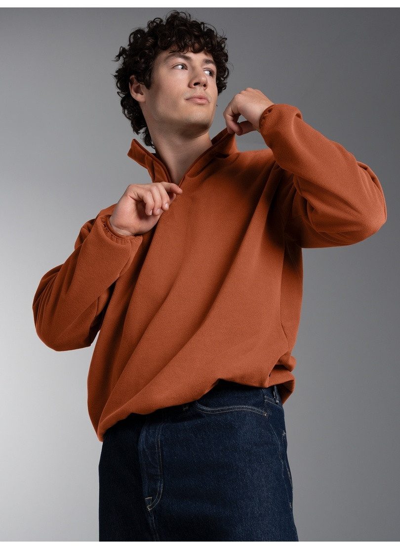 Trigema Strickfleece-Pullover TRIGEMA Fleece Sweatshirt mit Stehkragen