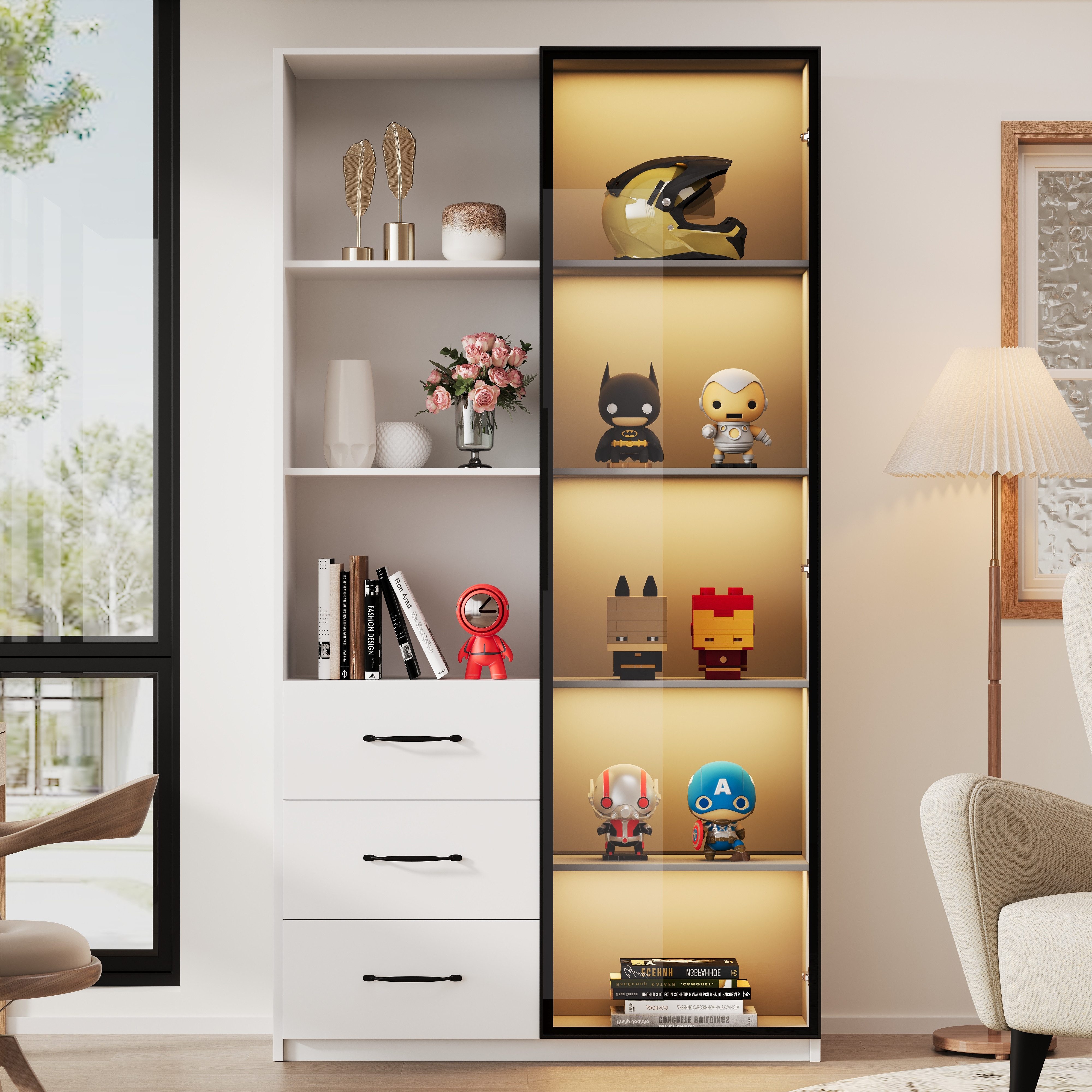 Merax Glasvitrine mit LED-Beleuchtung (1-St., Badezimmerschrank günstig online kaufen
