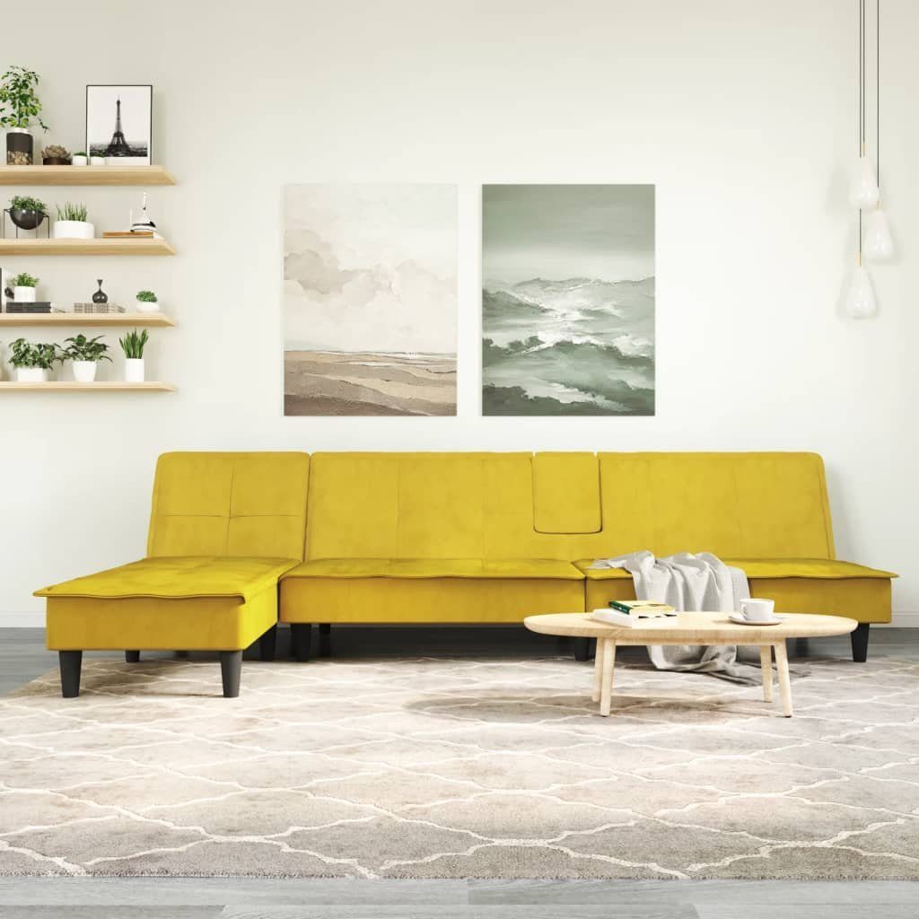 vidaXL Sofa Schlafsofa in L-Form Gelb 255x140x70 cm Samt