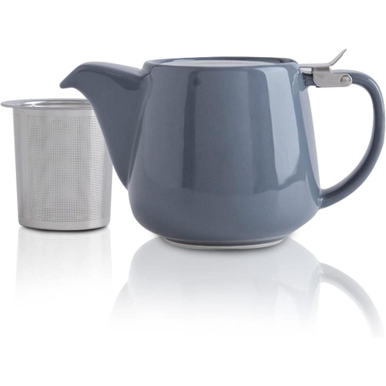 LuxusKollektion Teekanne Teekanne Grau 1200ml Keramik mit Sieb