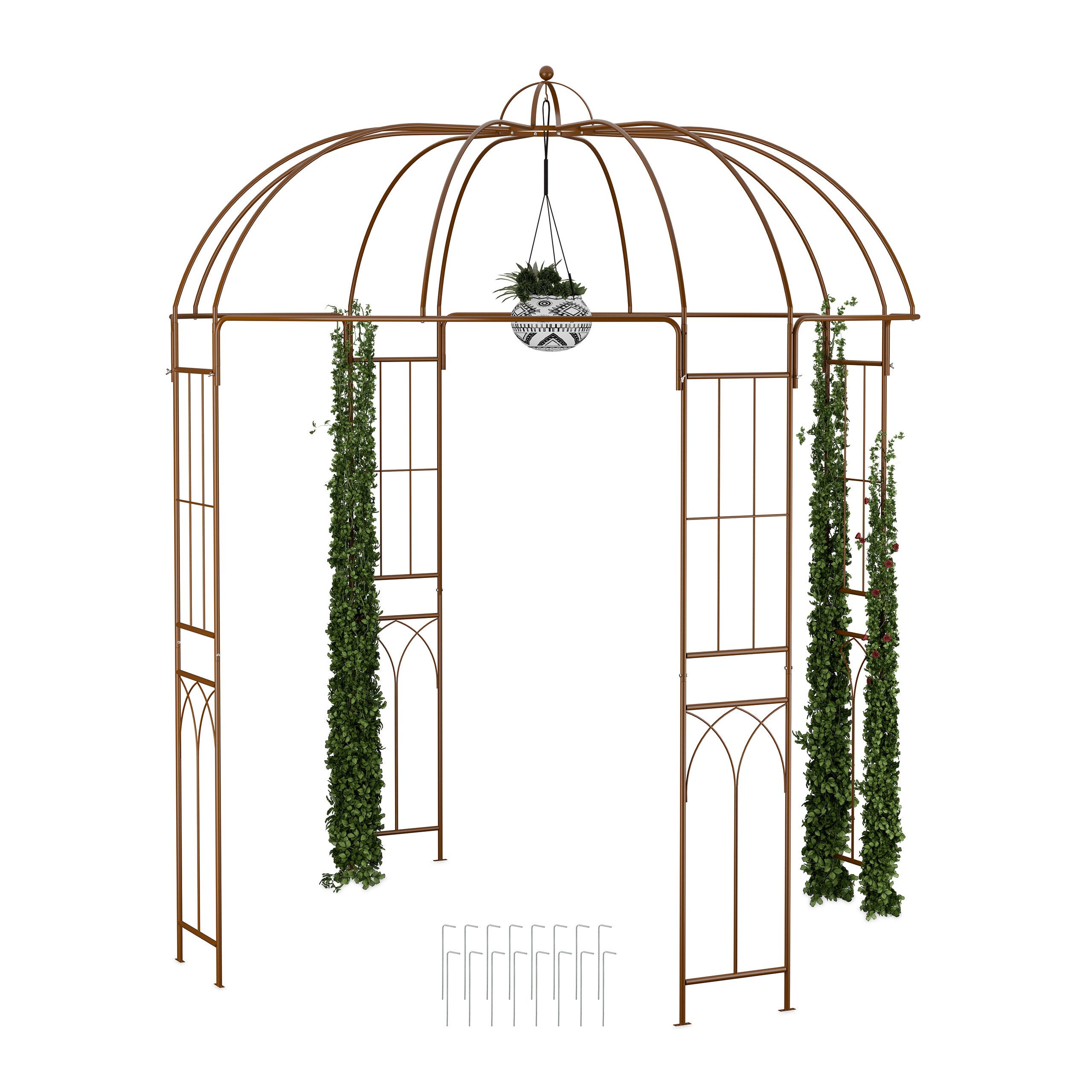 relaxdays Rosenbogen Rosenpavillon Metall, Bronze