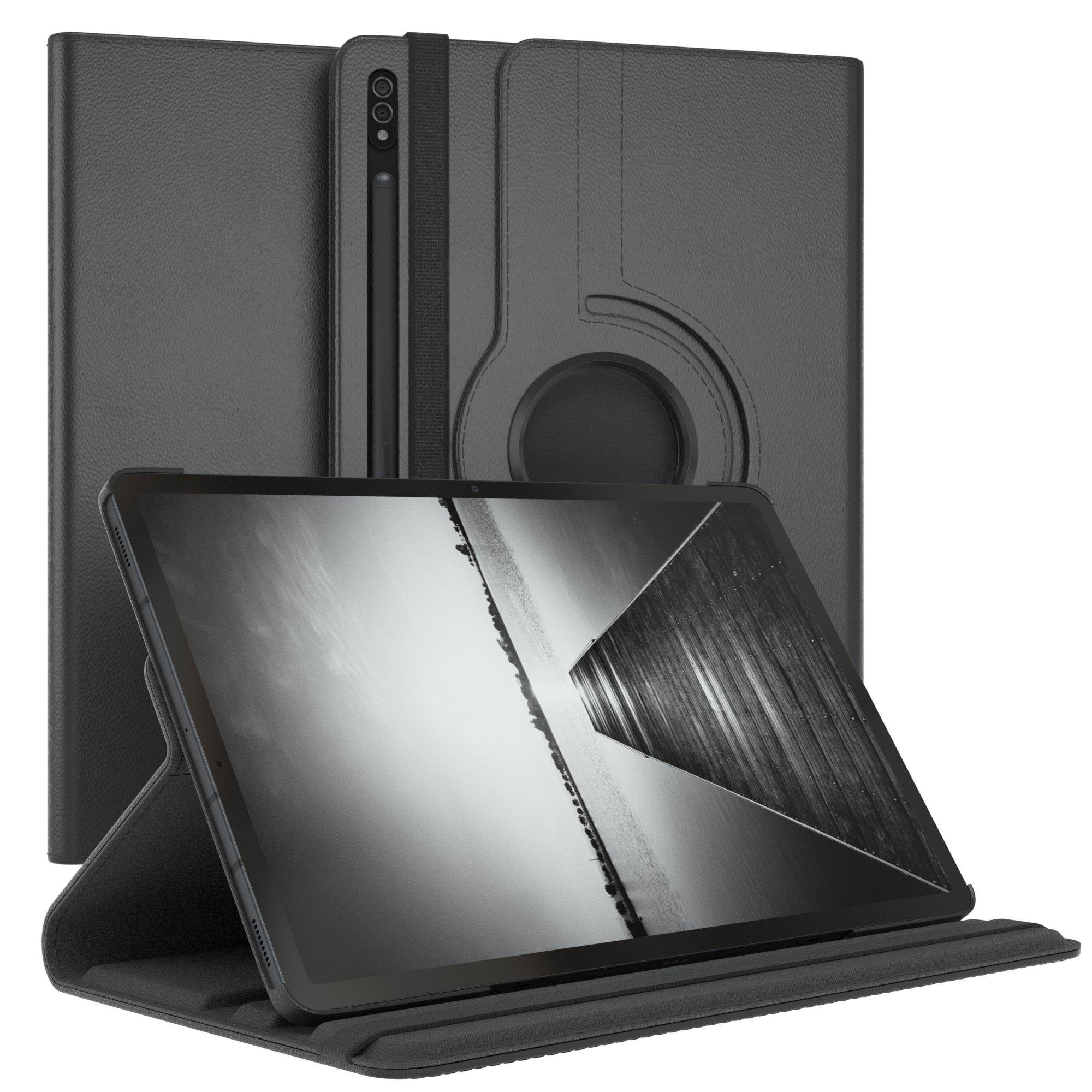 EAZY CASE Tablet-Hülle Rotation Case für Samsung Galaxy Tab S7 Plus / S8+ 12,4 Zoll, Hülle 360° drehbar mit Standfunktion Etui Anti-Kratz Tasche Schwarz
