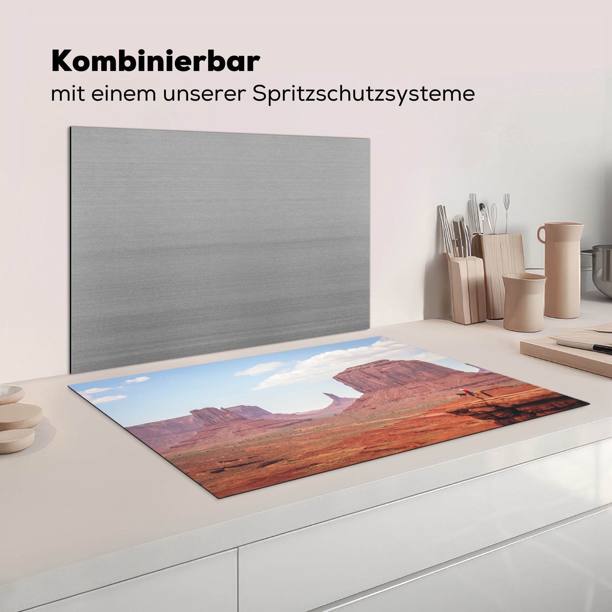 MuchoWow tlg), Pferd Ceranfeldabdeckung cm, - 81x52 Herdblende-/Abdeckplatte - Vinyl, Schutz (1 Landschaft, küche, für Cowboy die Induktionskochfeld