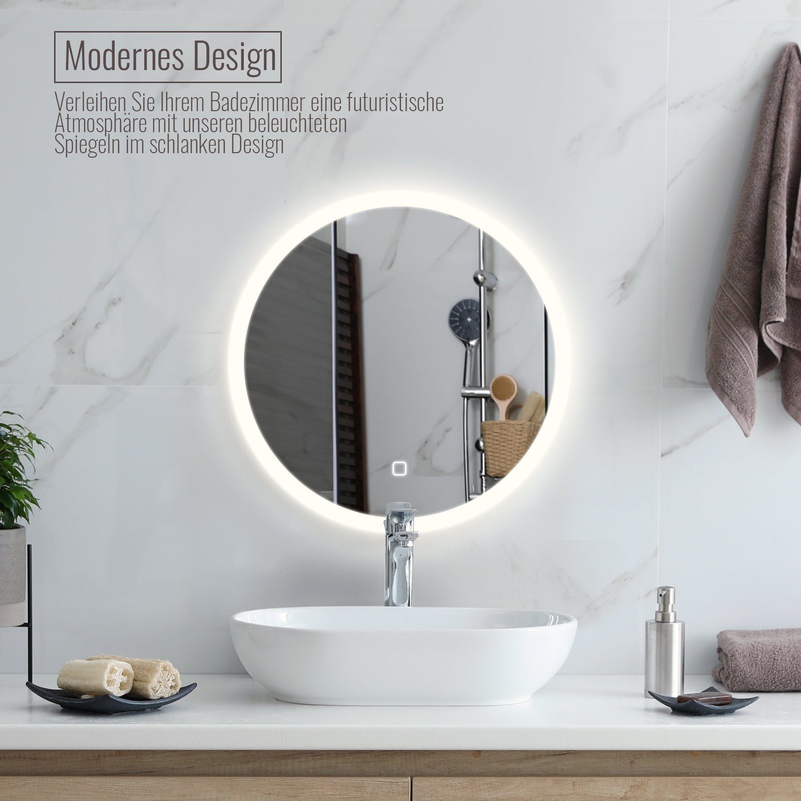 Aquamarin Badspiegel LED Badezimmerspiegel Wandspiegel Lichtspiegel günstig online kaufen