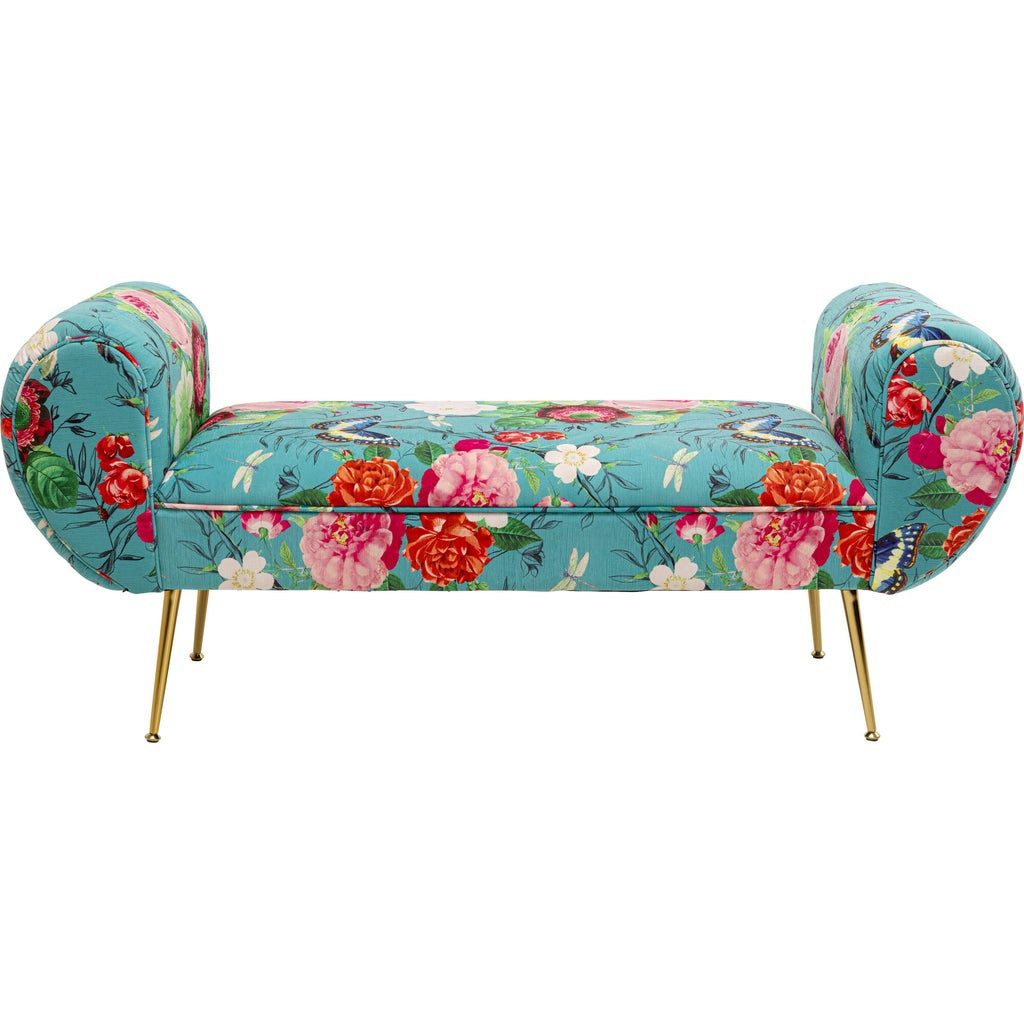 Kare Design Polsterbank Trono Flower, Breite 140cm, mit Blumenmuster, Metallgestell
