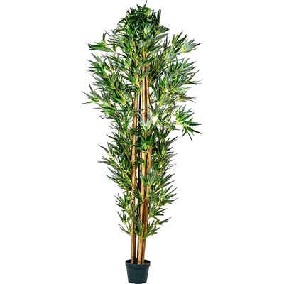 Kunstbaum Künstlicher Bambus Strauch Kunstbambus Deko Bambus Bambus, PLANTASIA, Höhe 160,00 cm, Echtholzstamm, Größenwahl von 160cm - 220 cm