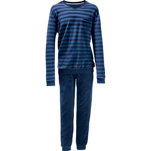 REDBEST Pyjama Herren-Schlafanzug (2 tlg) Frottee Streifen