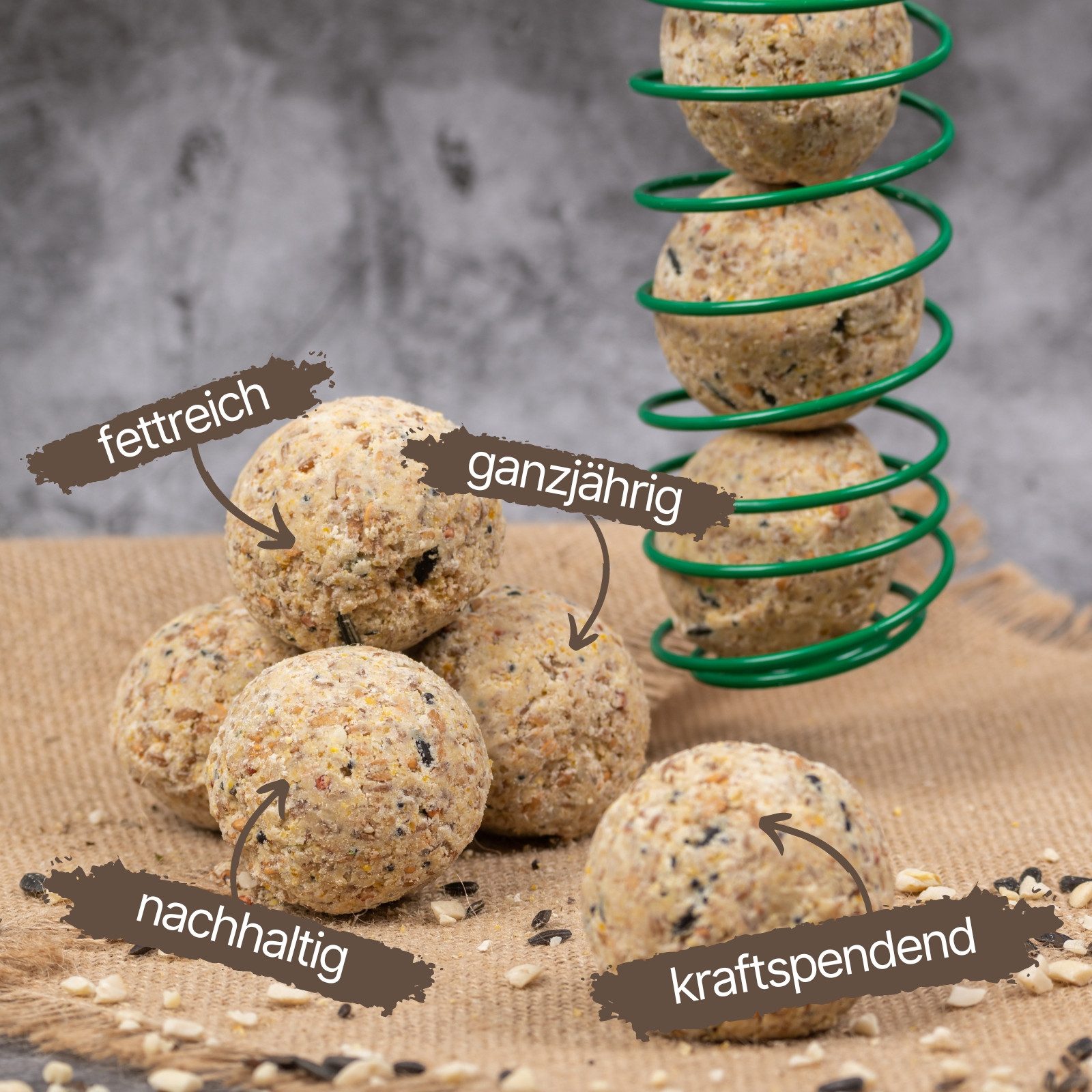 Lyra Pet 150 Stk. Lyra Pet® Meisenknödel ohne Netz Vollkorn & Nuss + 2 Spender, für: Wildvogel