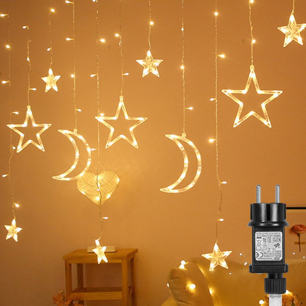 Sunicol LED-Lichterkette Sterne Lichtervorhang Lichternetz, 8 Modi, 3.5M mi günstig online kaufen