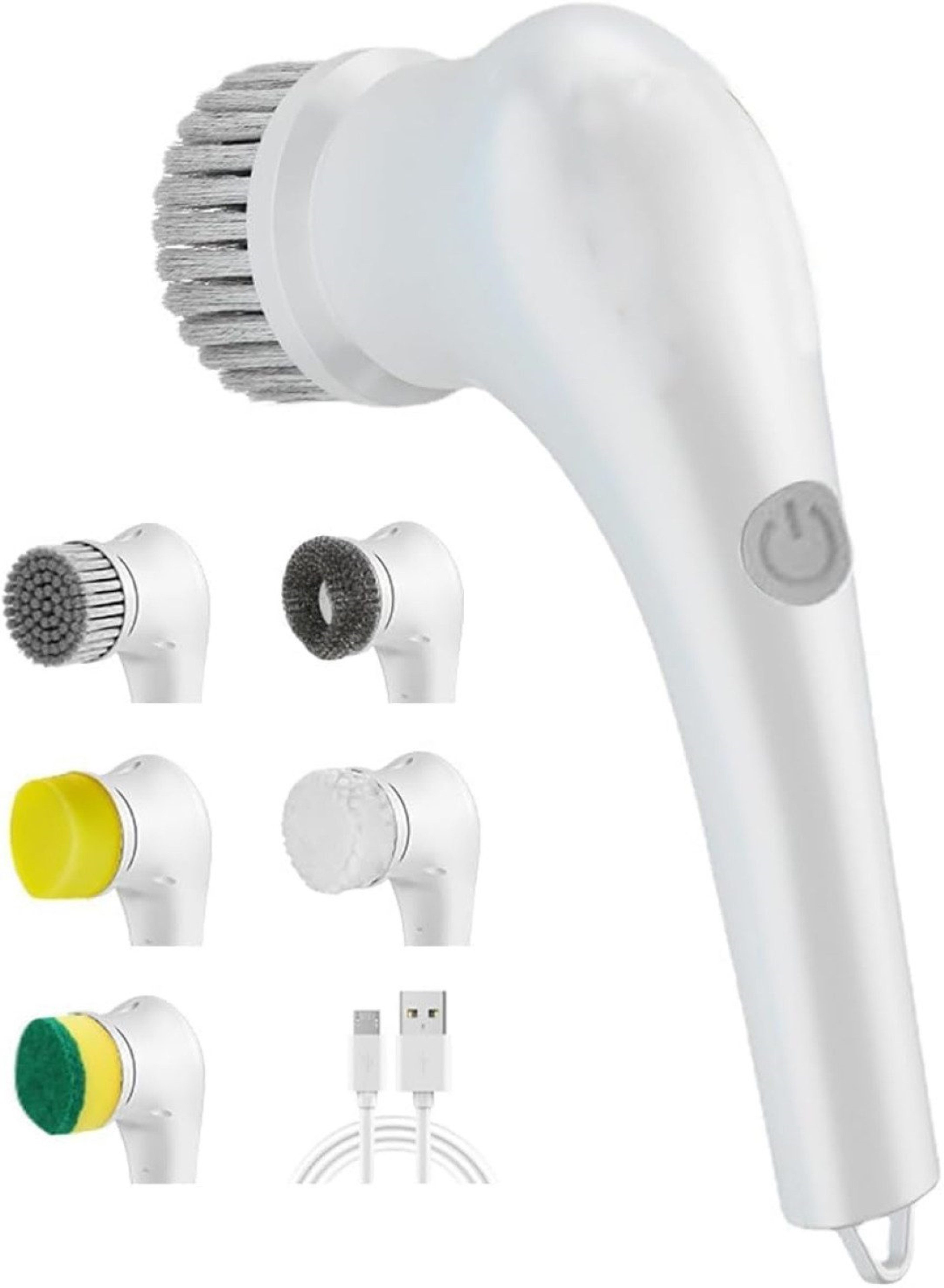 SCOOVY Reinigungsbürsten-Set Handheld Electric Cleaning Brush kabellos rotierend 5 Bürstenköpfe USB, Bad, Küche, Fliesen, Fenster, Hartböden, (Rotierende elektrische Reinigungsbürste mit 5 Bürstenköpfen und USB-Ladung, 7-tlg., Kabelloser Handheld-Reiniger für Bad, Küche, Fliesen, Hartböden), Kabellose rotierende Handheld Bürste mit 5 Köpfen, USB aufladbar, IPX7
