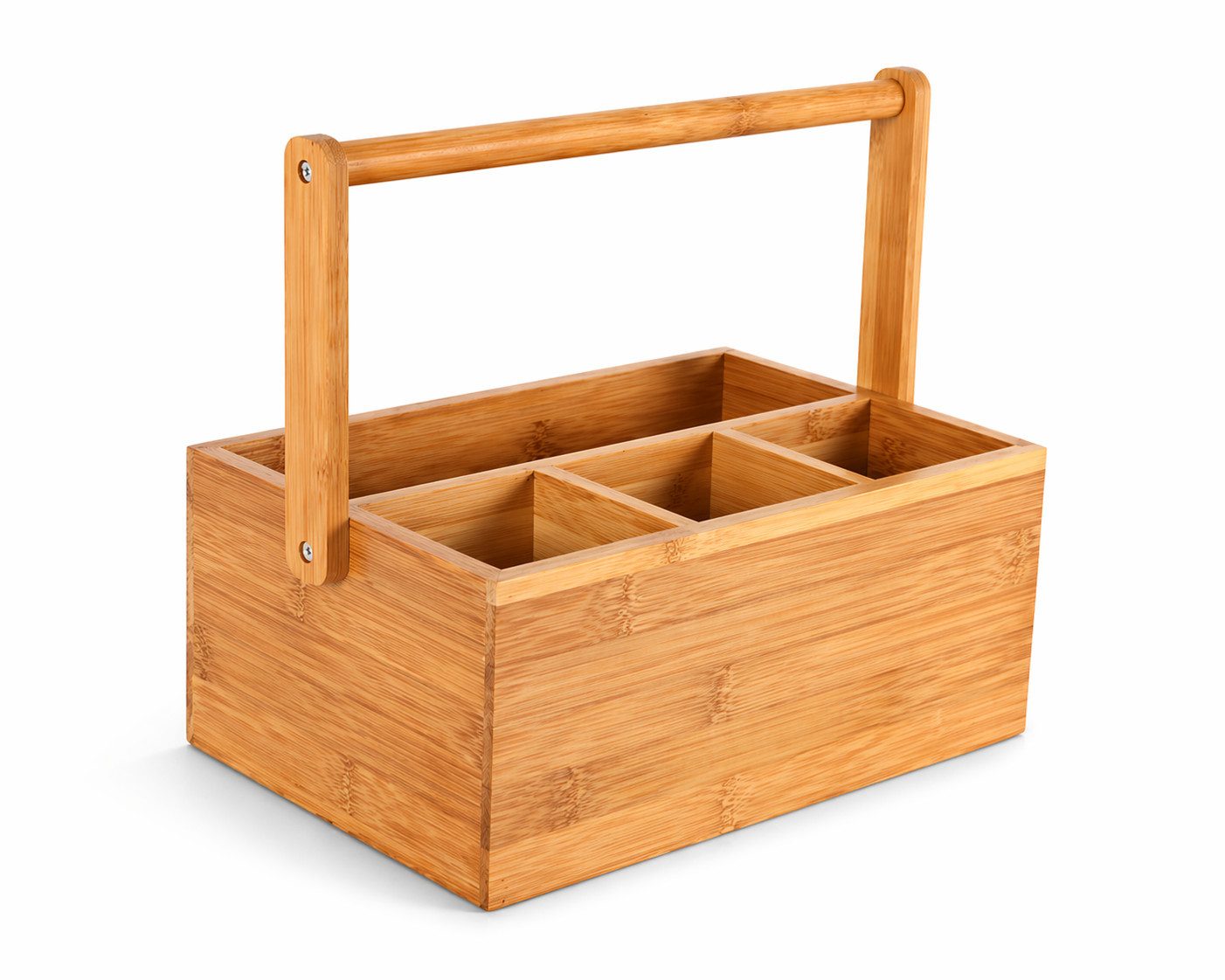 hausleben Organizer Bambus mit Henkel – Aufbewahrungsbox mit für Bad,Küche&Büro (Pachung, 1 St., Tragbarer Ordnungshelfer für Kosmetik&Zubehör), 4 Fächer, 25x12x20 cm