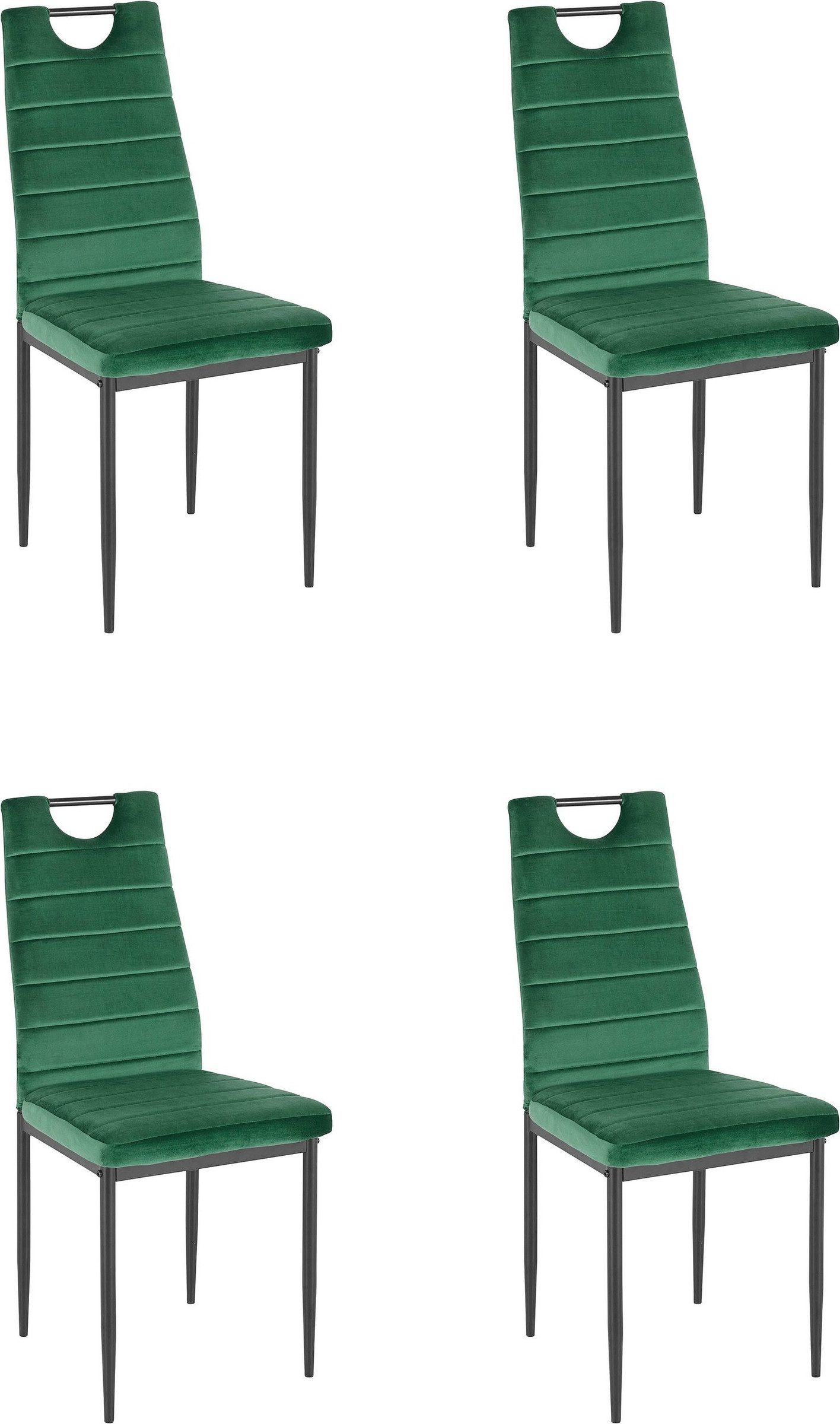 freiraum 4-Fußstuhl 4-Fußstuhl >Milano< (4er-Set) in Grün, Samt - 42x98x53cm (BxHxT), (4er-Set) in Grün, Samt - 42x98x53cm (BxHxT)