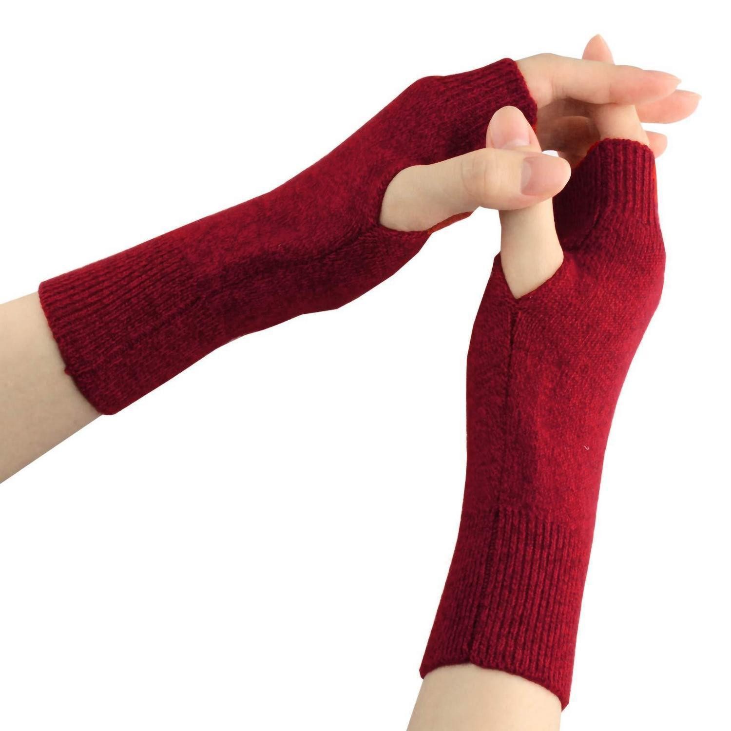 LuxusKollektion Fäustlinge Fingerlose Handschuhe Damen Rot (1-St)