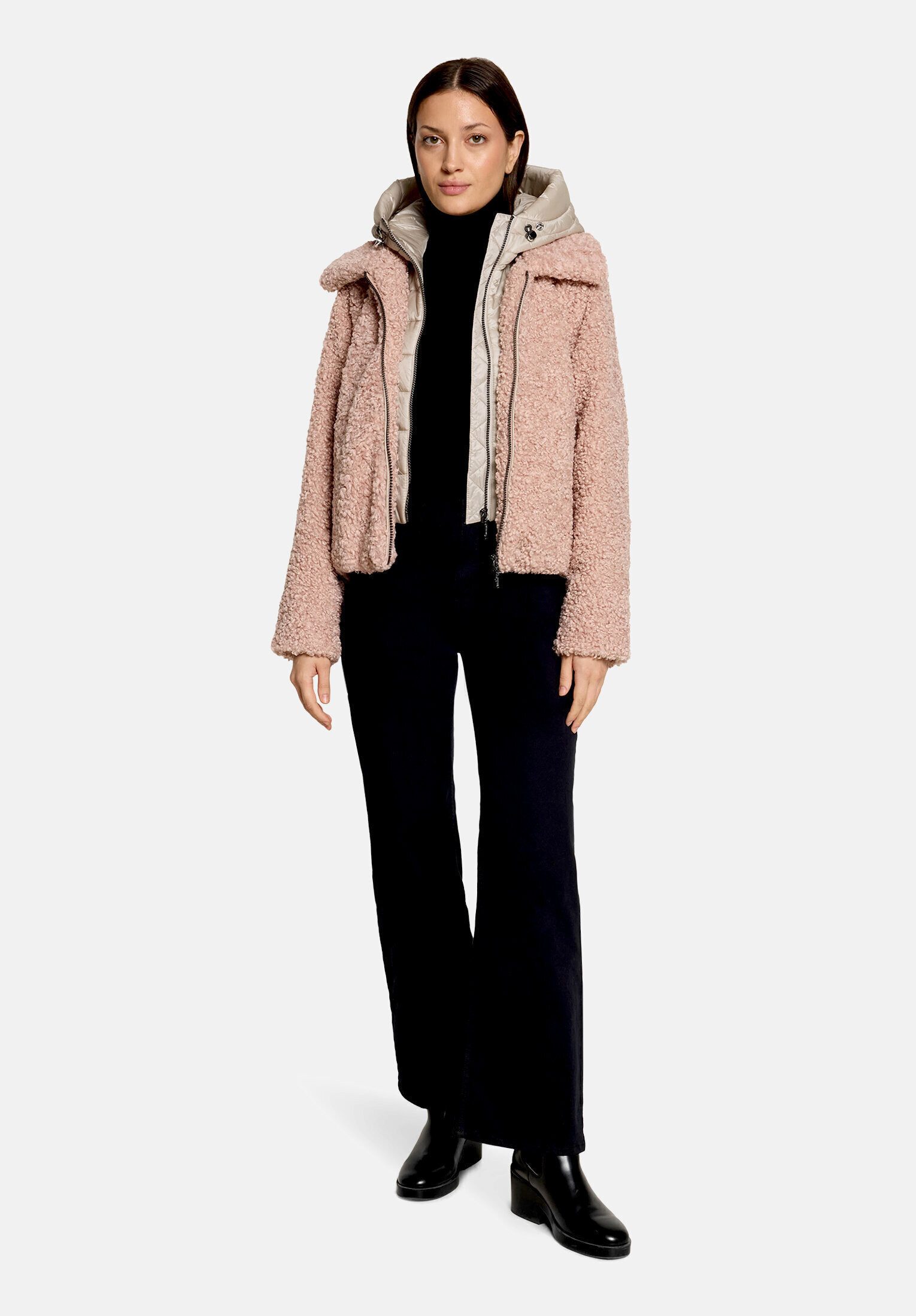 Amber & June Plüschjacke Damen mit abnehmbarem Westenteil
