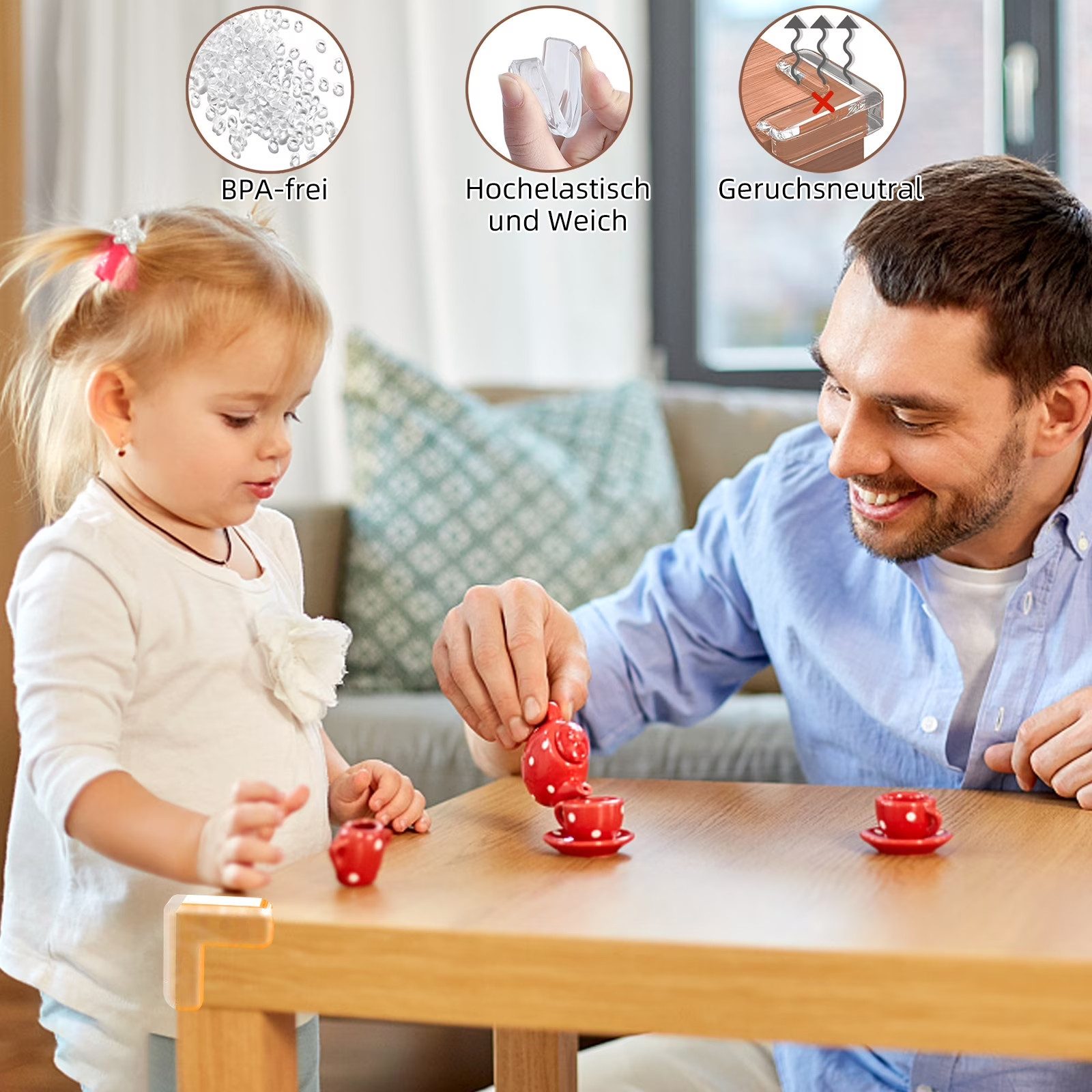 HUGERSTONE Kindersicherung Eckenschutz Baby, Silikon Kantenschutz, Transparente Tischkantenschutz, 20 Stücks Kantenschutz Selbstklebend für Möbel, Ecken, Tischschutz