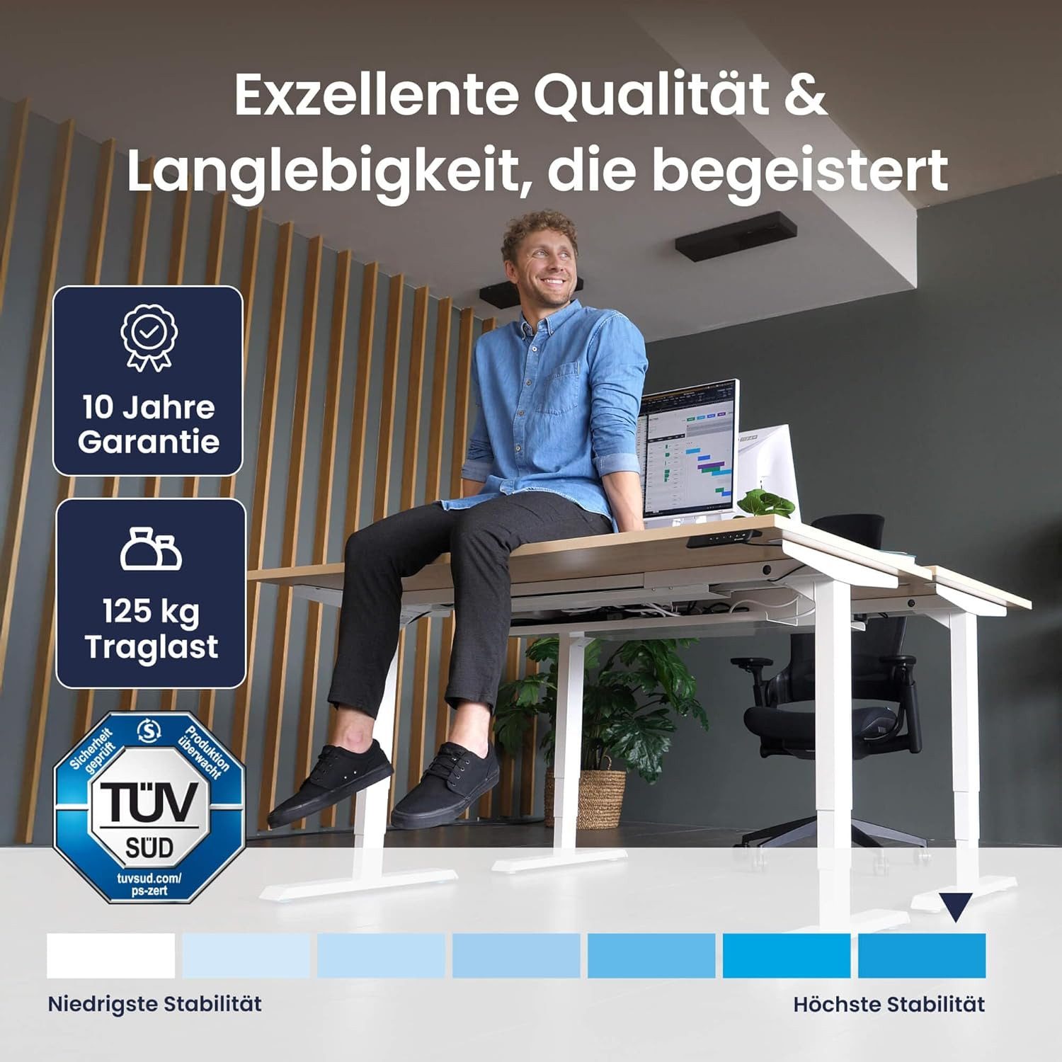 Ergotopia Schreibtisch Ergotopia® Desktopia Pro X Höhenverstellbarer Schreibtisch Gestell, elektrisch verstellbarer Bürotisch inkl. edlem OLED-Display – Bild 4 von 5