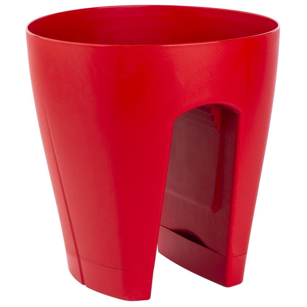 Engelland Blumentopf Geländertopf mit Wasserauffangschalen (Vorteils-Set, 1 St., Fassungsvermögen 9 Liter je Topf), UV-beständig, wetterfest, frostbeständig, ideal für Geländer/Zäune