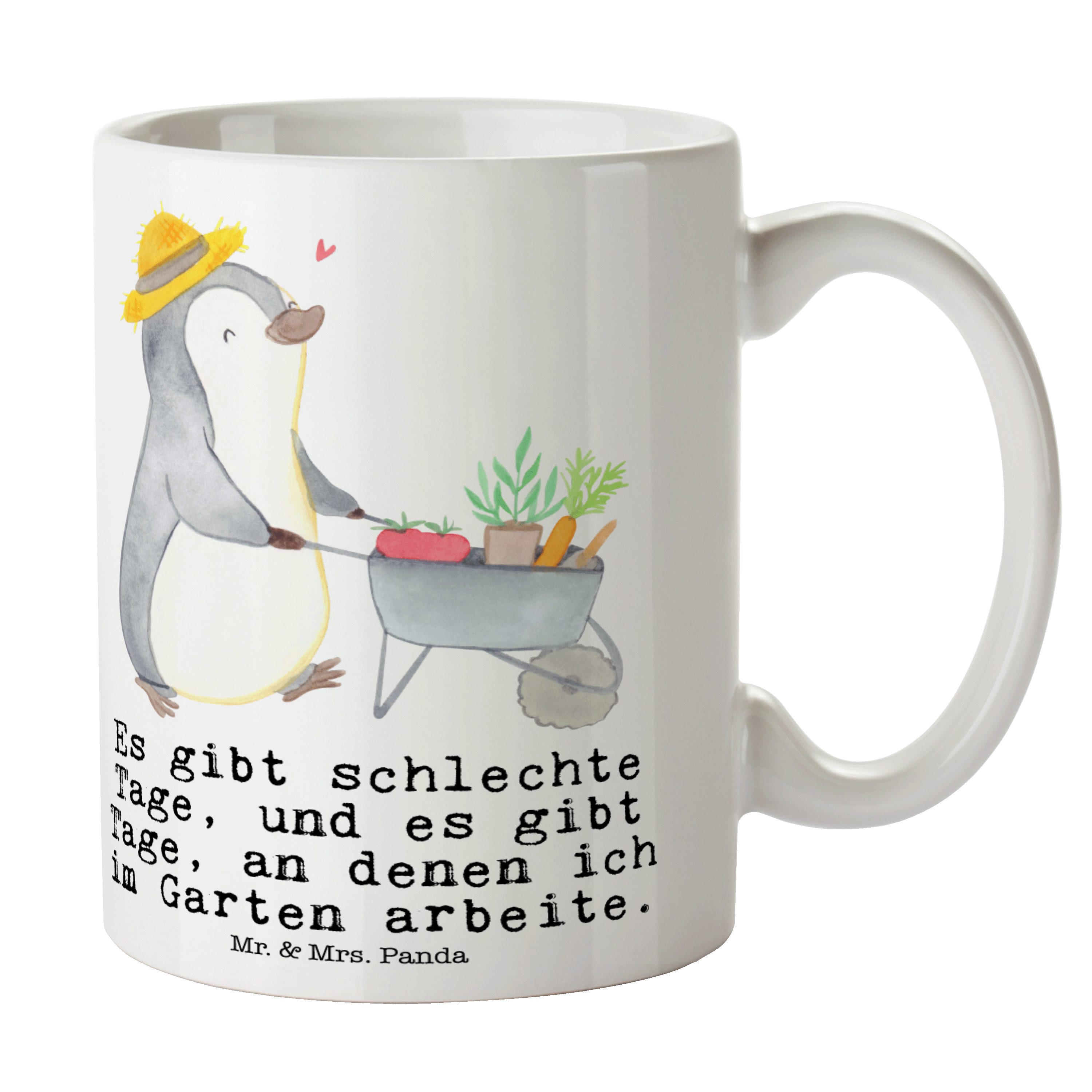 Mr. & Mrs. Panda Tasse Tage Auszeichnung, Pinguin Geschenk, - Keramik Dankeschön, Gartenarbeit - Weiß
