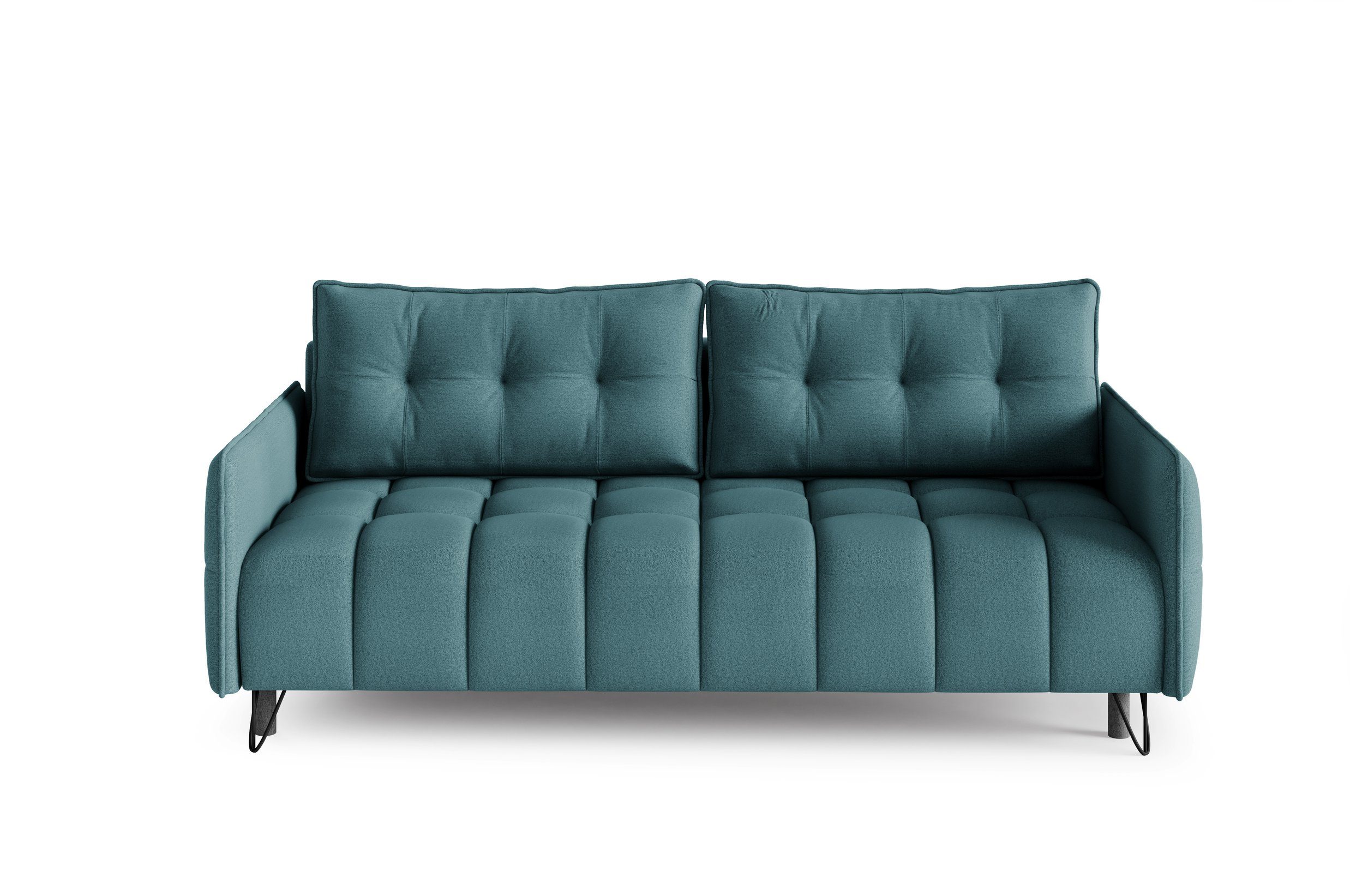 MOEBLO Schlafsofa PLUM, Sofa Couch für Wohnzimmer Polstersofa Sofagarnitur Wohnlandschaft mit Bettfunktion - (BxHxT): 218x95x104 cm, mit Schlaffunktion und Bettkasten Blau (Element 21)