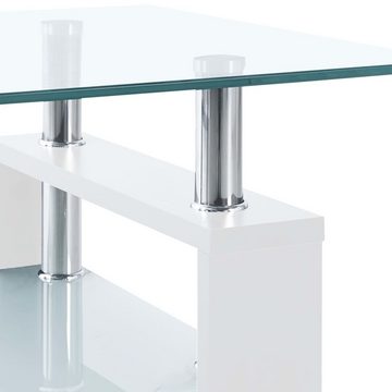 furnicato Couchtisch Weiß Transparent 95x55x40 cm Hartglas