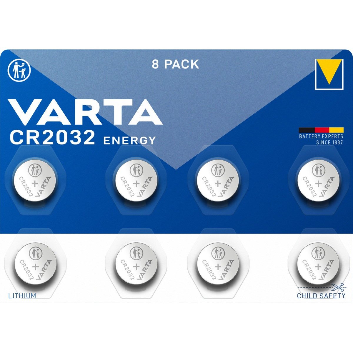VARTA Varta Batterien CR2032 Lithium 3V 8 Stück Blister Batterie