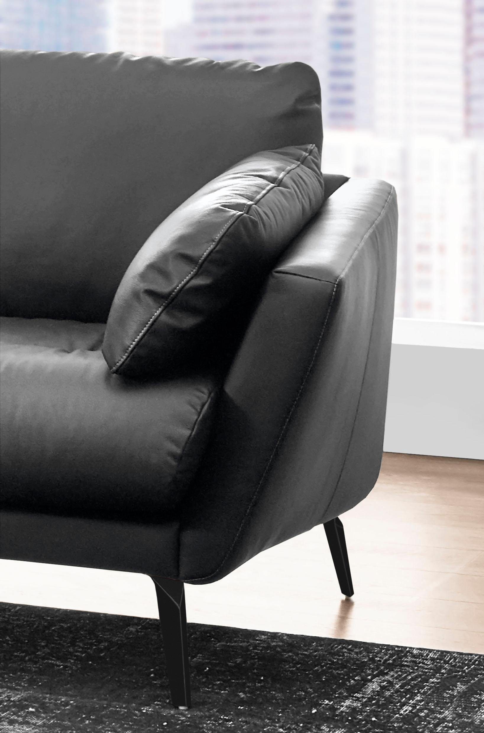 schwarz Ecksofa pulverbeschichtet mit Heftung im Sitz, Füße softy, dekorativer W.SCHILLIG