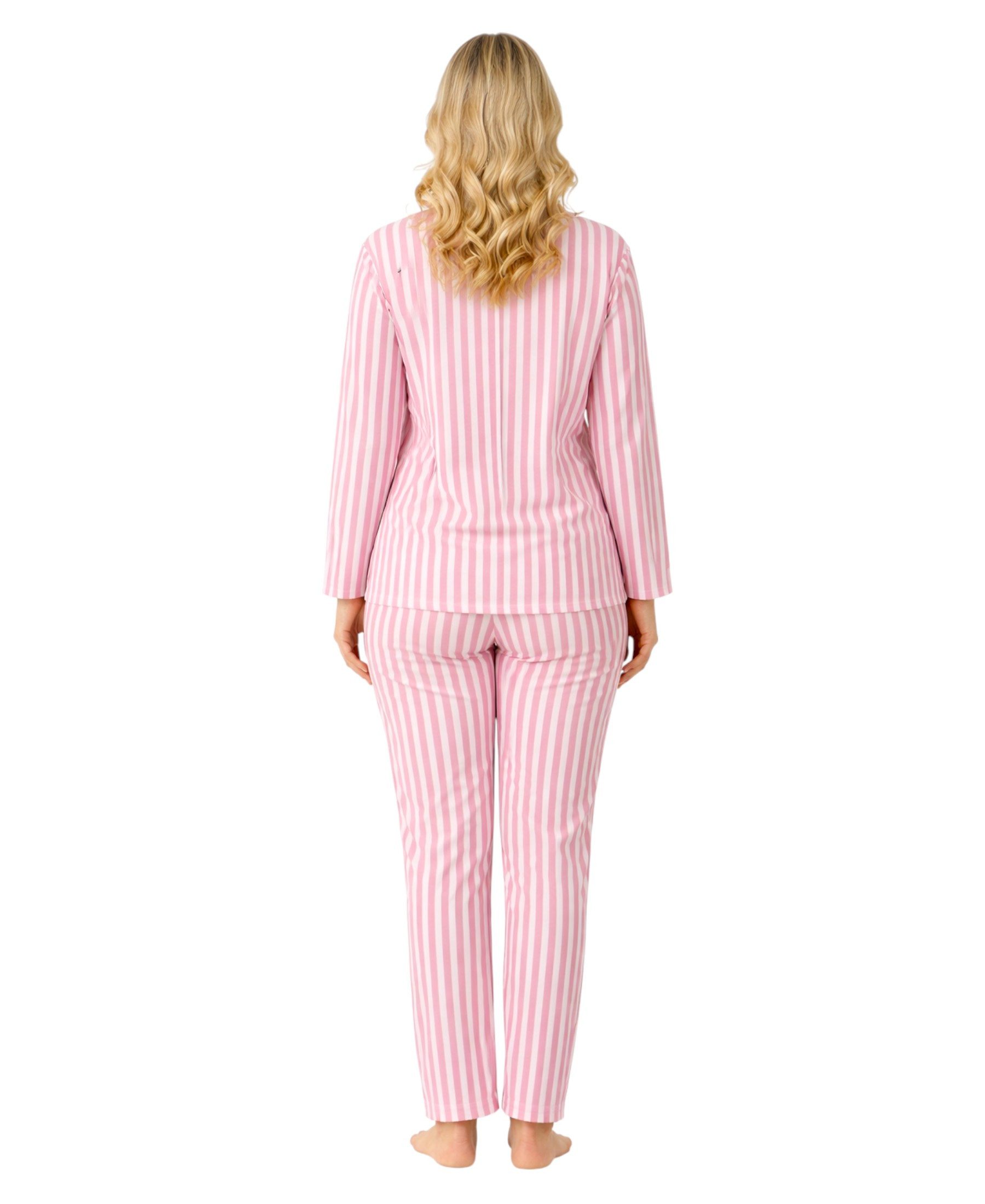 fashionshowcase Pyjama Damen Schlafanzug rosa weiß Hausanzug aus Velours, weich & elastisch (2 tlg) samtartige Oberfläche, soft touch, elastische Qualität