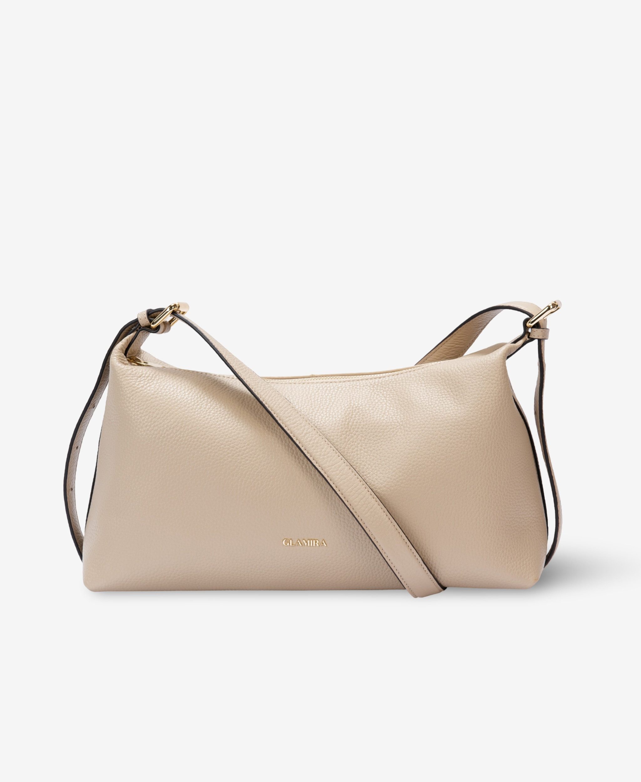 GLAMIRA Handtasche UrbanSphere Nerzfarbene Umhängetasche (1-tlg), echt Leder, mit geräumigem Hauptfach