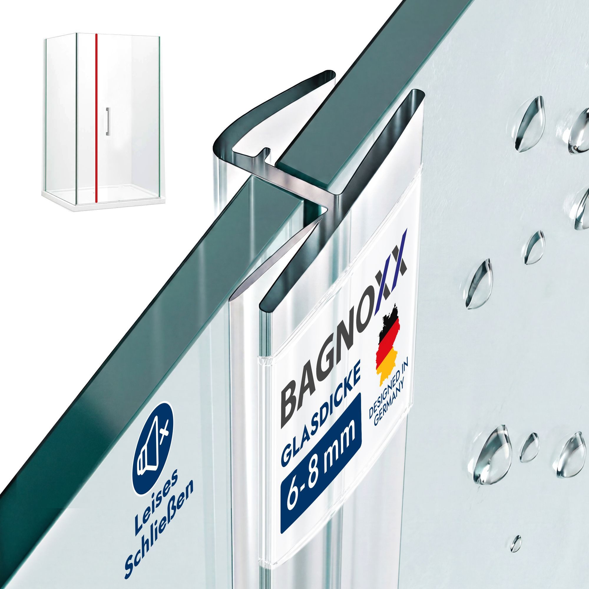 Bagnoxx Duschdichtung, L: 200 cm, (Duschdichtung Anschlagdichtung 180 Grad 200cm, 1-St), einseitige Duschtür Öffnung, Duschlippe aus PVC, Abdichtung Dusche