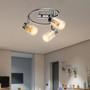 Globo LED Deckenleuchte, Leuchtmittel inklusive, Warmweiß, LED Rondell Decken Lampe 3D-Effekt Glas Strahler beweglich