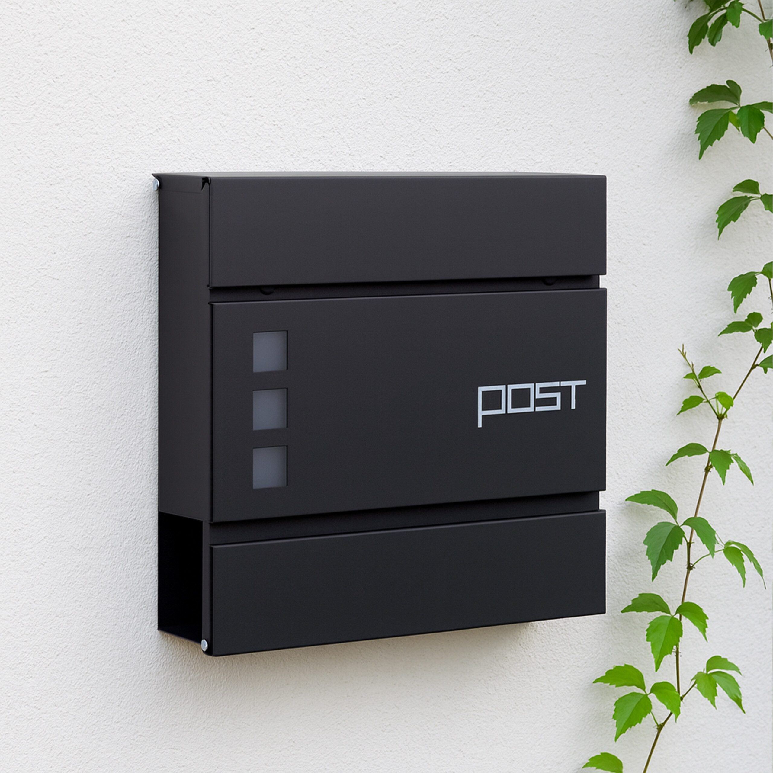 relaxdays Wandbriefkasten Briefkasten mit Zeitungsfach, schwarz günstig online kaufen