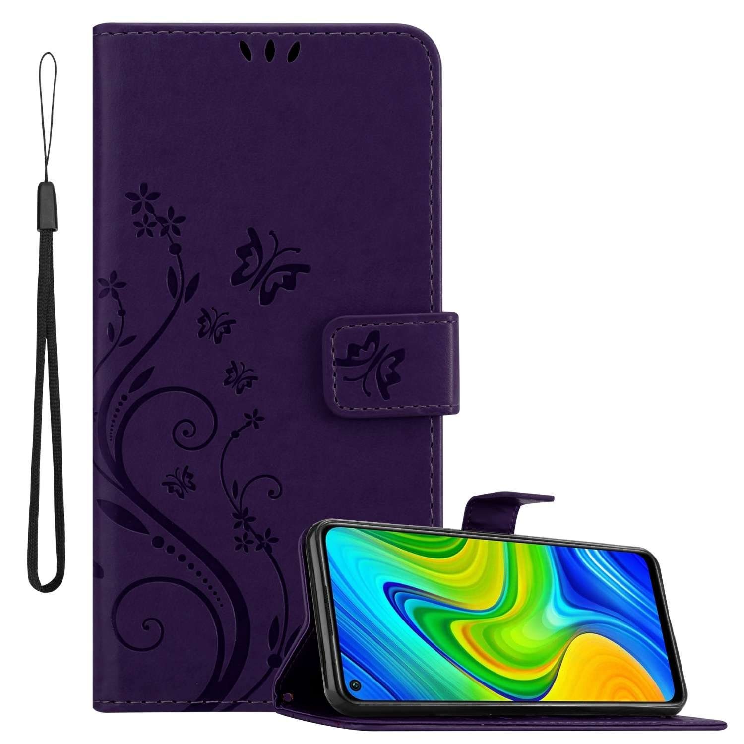 Cadorabo Handyhülle für Xiaomi RedMi NOTE 9 Hülle Xiaomi RedMi NOTE 9, Hülle Schutzhülle Blumen Flower mit Standfunktion Kartenfach Magnet