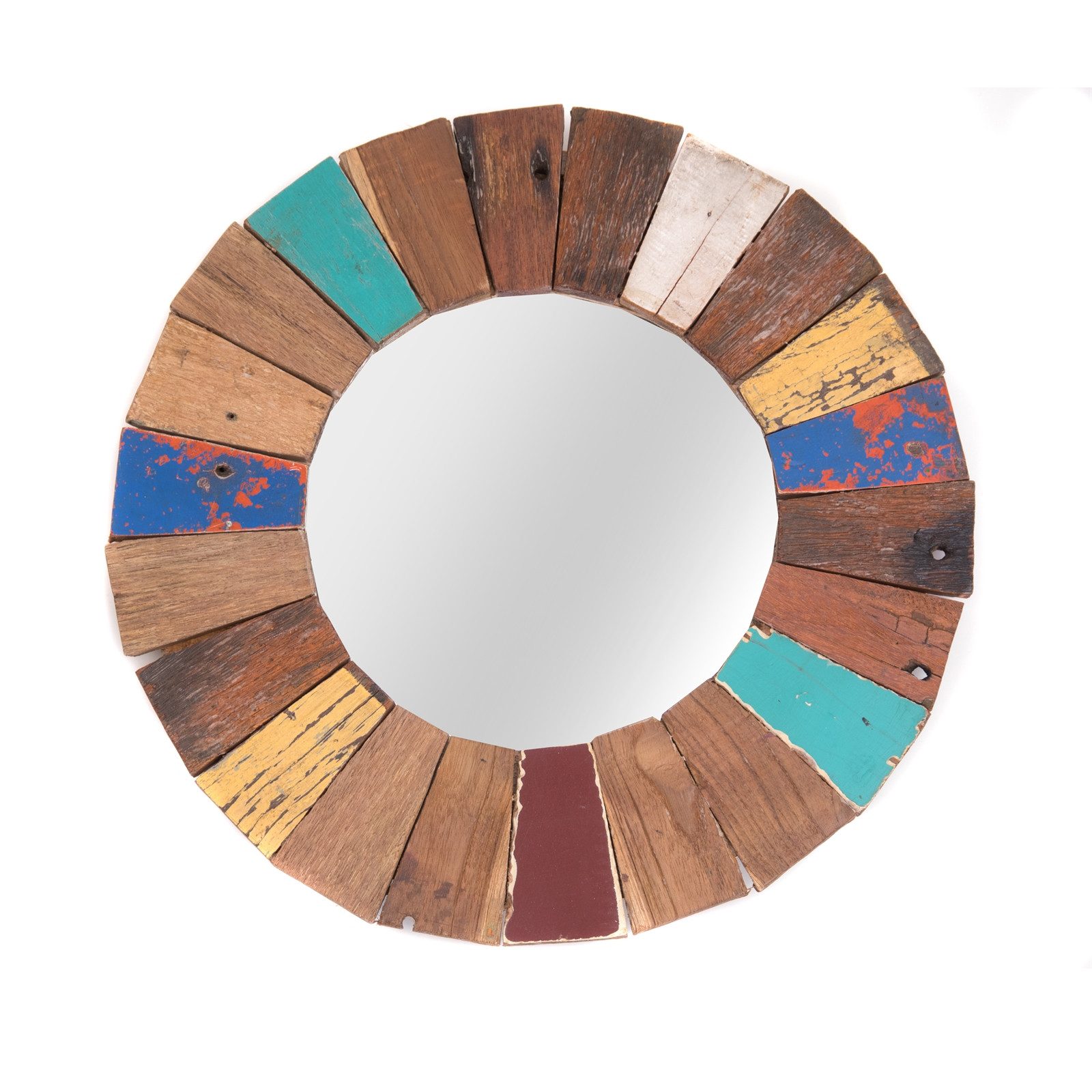 DESIGN DELIGHTS Wandspiegel WANDSPIEGEL "POPPY", 50 cm, Altholz massiv & Holz massivholz, Bunter