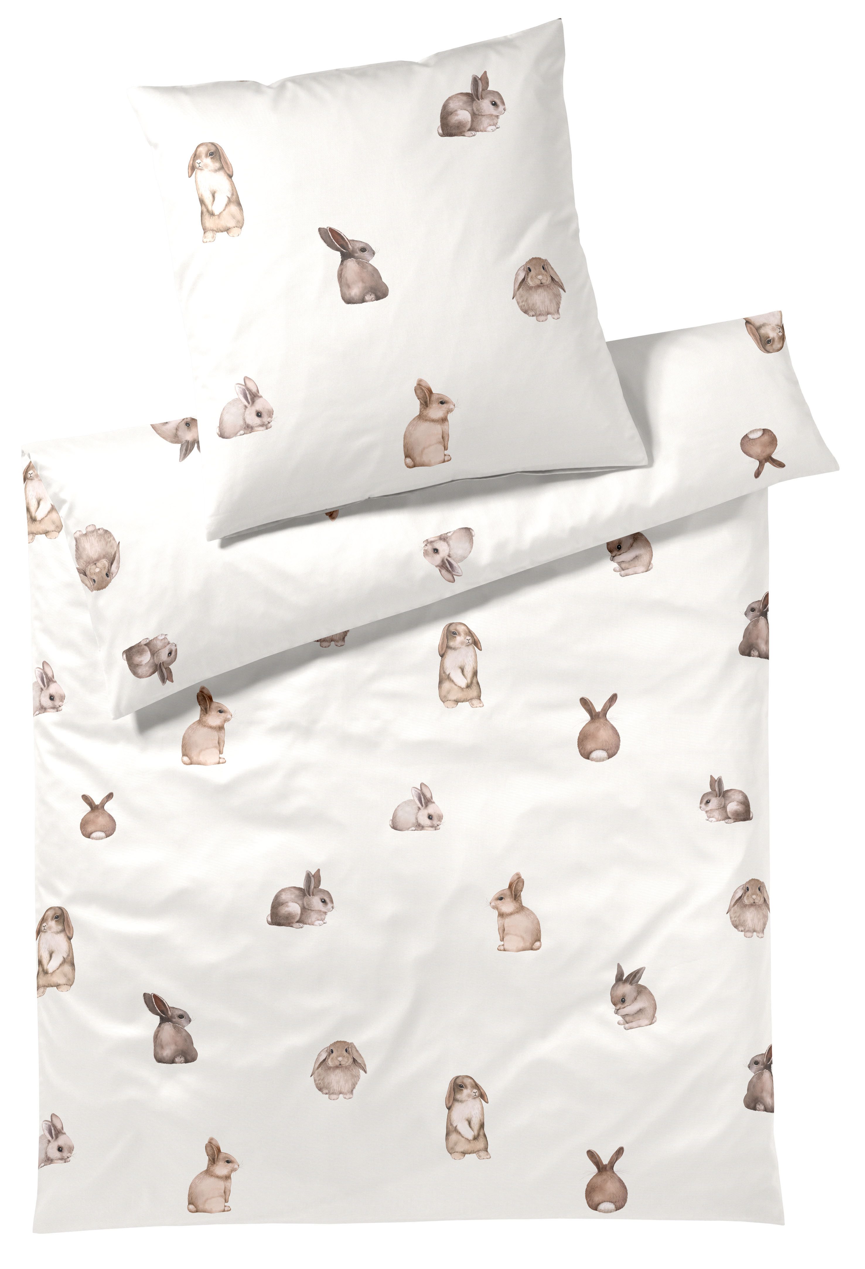 Elegante Bettwäsche Bunnies, Mako-Satin, 2 teilig, angenehmes Hautgefühl