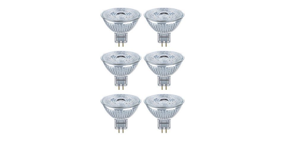 Osram LED Einbaustrahler MR16 Reflektorlampe 3.8W GU5.3 Glühbirne 2700K Spot Strahler Lampe 6er, LED fest integriert, Warmweiss, 345lm, 2700K, 35W, Warmweiß
