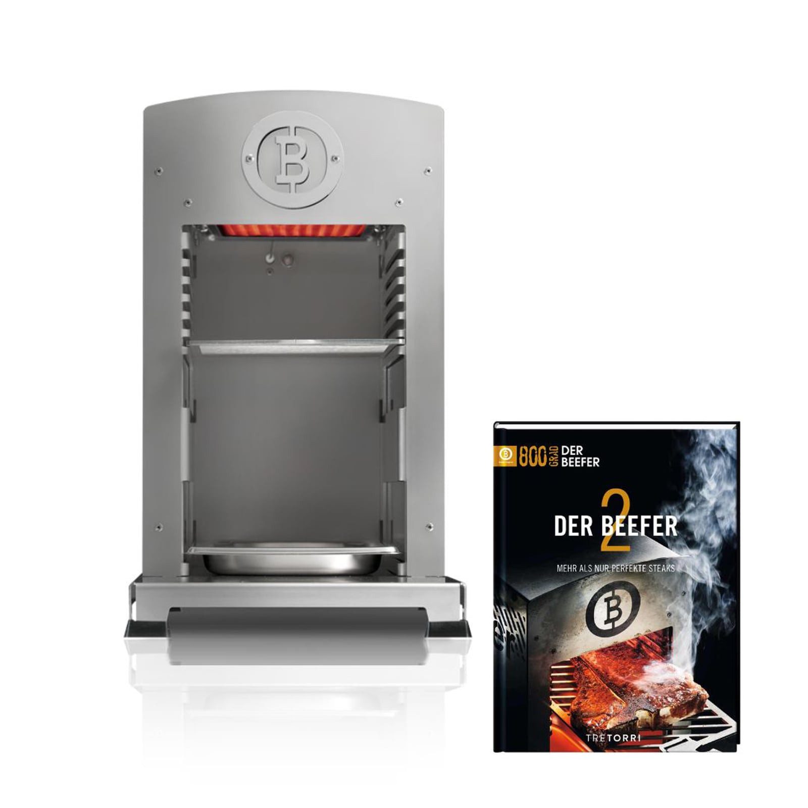 Beefer Gasgrill BEEFER E-BEEFER Pro 800°C Oberhitzegrill mit Kochbuch "Der BEEFER 2" i